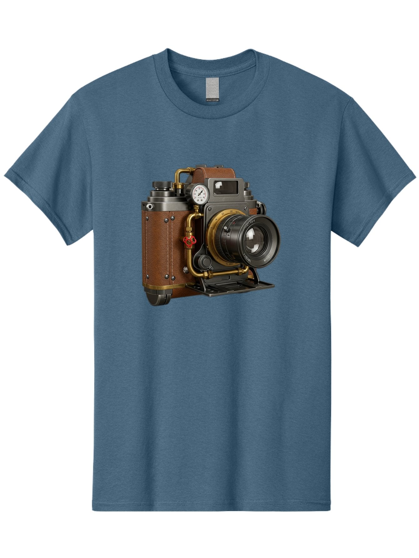 Steampunk-Camera Men'S Graphic Tee, 100% Cotton, Comfortable Casual Summer Wear, Machine Washable, Vintage Camera, Steampunk Design, Antique Photography, Retro Technology, Industrial Elements, Leather Wrapping, Brass Accents, Creative Art, Bae787