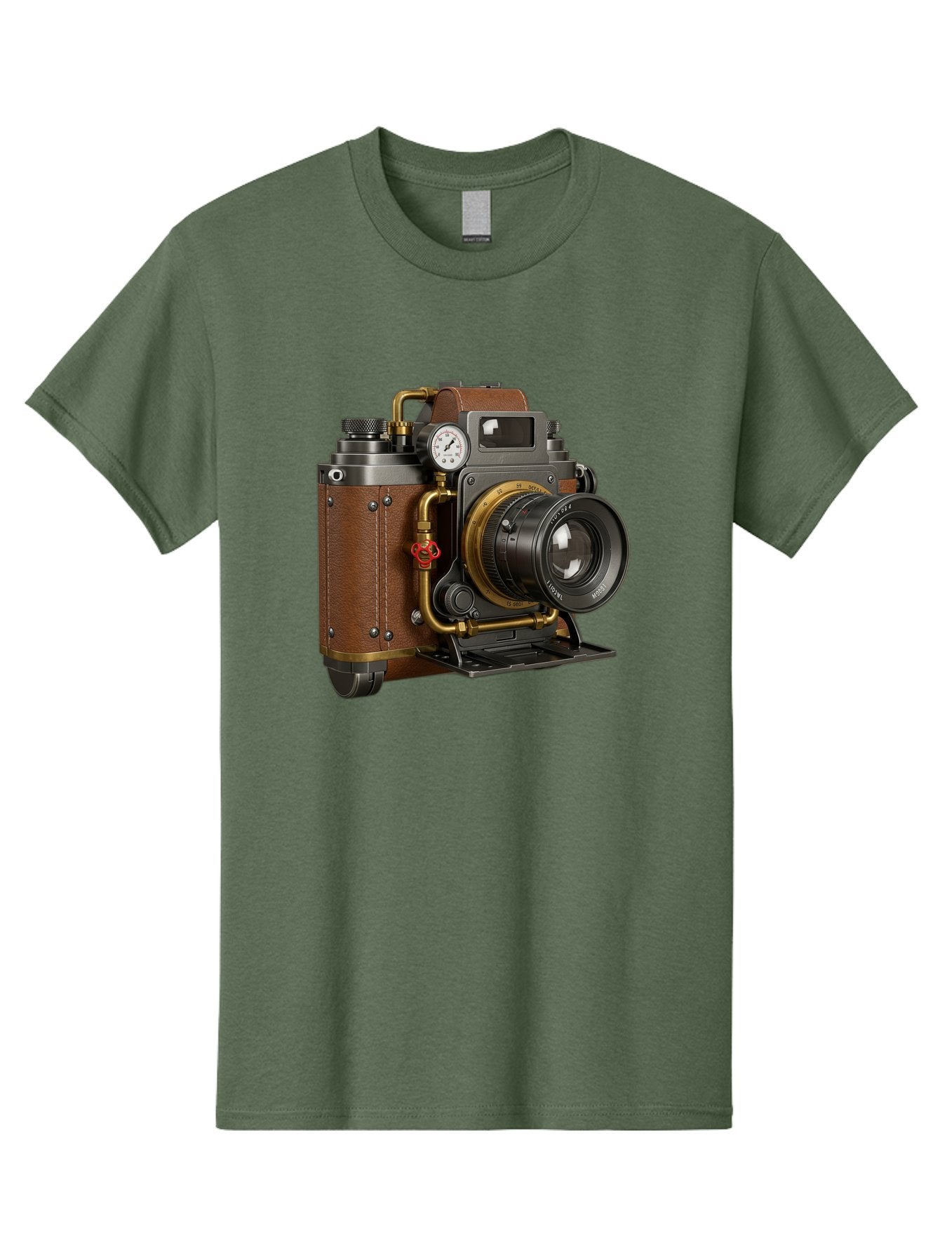 Steampunk-Camera Men'S Graphic Tee, 100% Cotton, Comfortable Casual Summer Wear, Machine Washable, Vintage Camera, Steampunk Design, Antique Photography, Retro Technology, Industrial Elements, Leather Wrapping, Brass Accents, Creative Art, Bae787