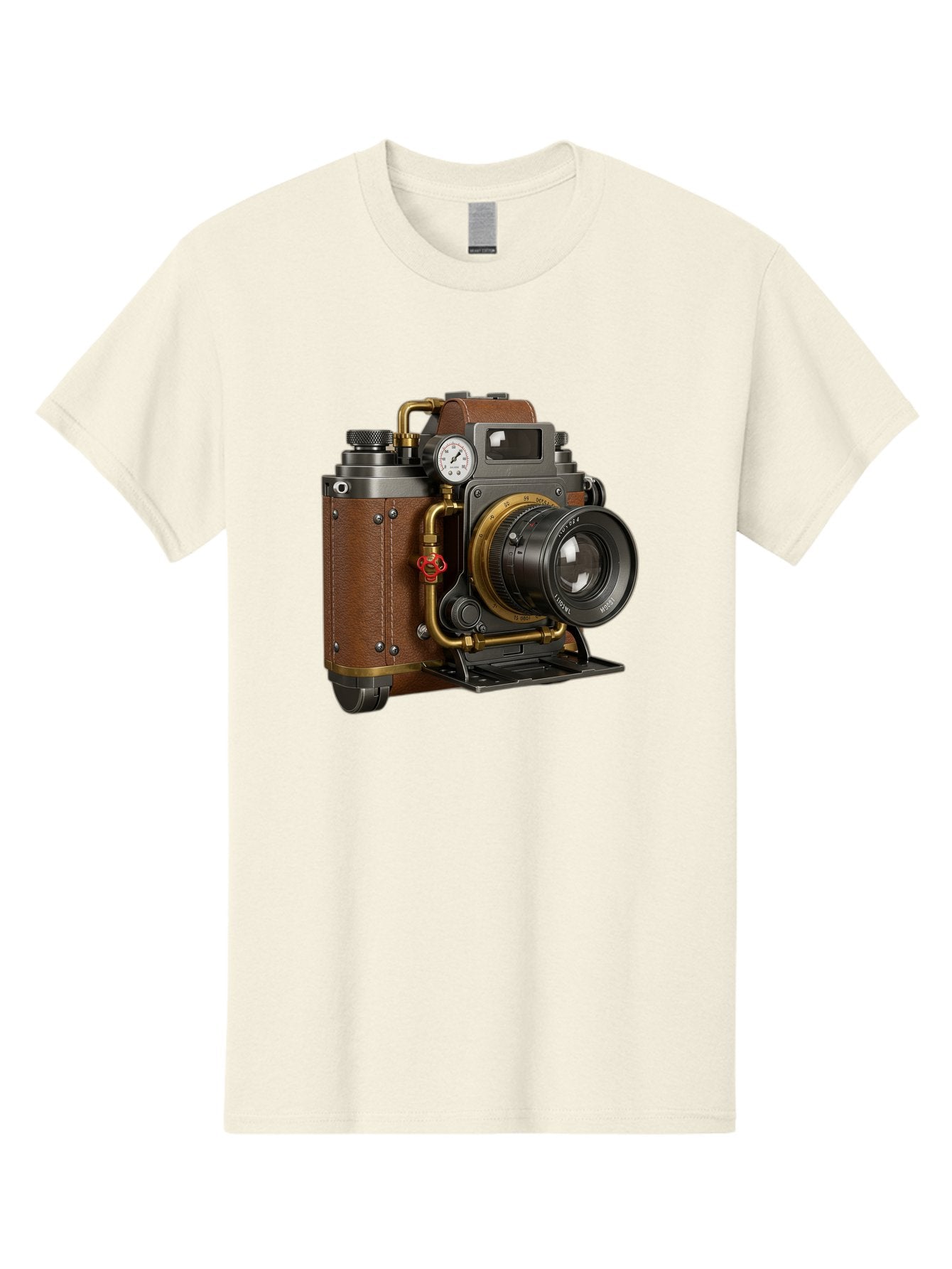 Steampunk-Camera Men'S Graphic Tee, 100% Cotton, Comfortable Casual Summer Wear, Machine Washable, Vintage Camera, Steampunk Design, Antique Photography, Retro Technology, Industrial Elements, Leather Wrapping, Brass Accents, Creative Art, Bae787 4
