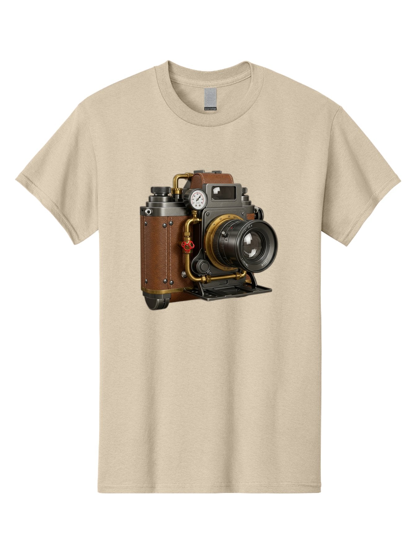 Steampunk-Camera Men'S Graphic Tee, 100% Cotton, Comfortable Casual Summer Wear, Machine Washable, Vintage Camera, Steampunk Design, Antique Photography, Retro Technology, Industrial Elements, Leather Wrapping, Brass Accents, Creative Art, Bae787 7