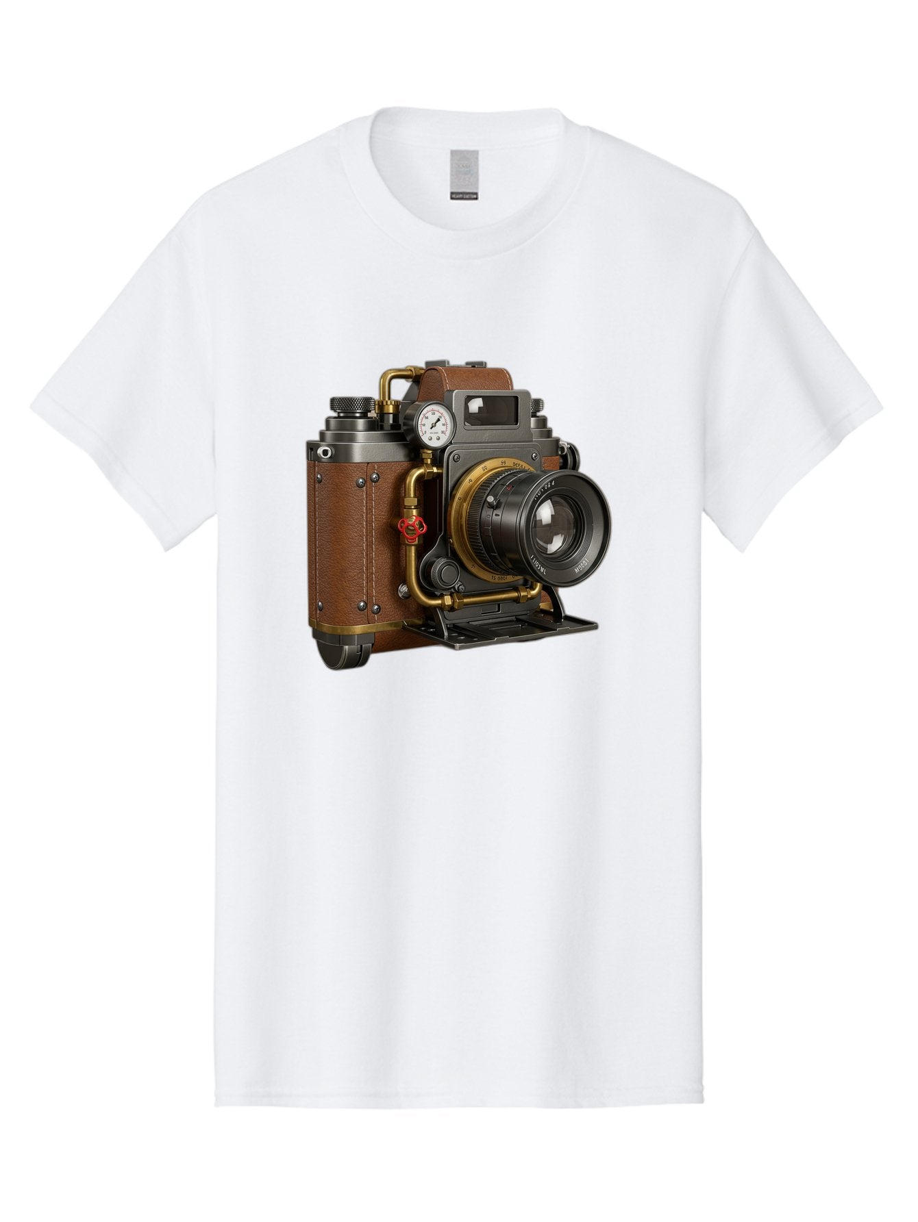 Steampunk-Camera Men'S Graphic Tee, 100% Cotton, Comfortable Casual Summer Wear, Machine Washable, Vintage Camera, Steampunk Design, Antique Photography, Retro Technology, Industrial Elements, Leather Wrapping, Brass Accents, Creative Art, Bae787 10