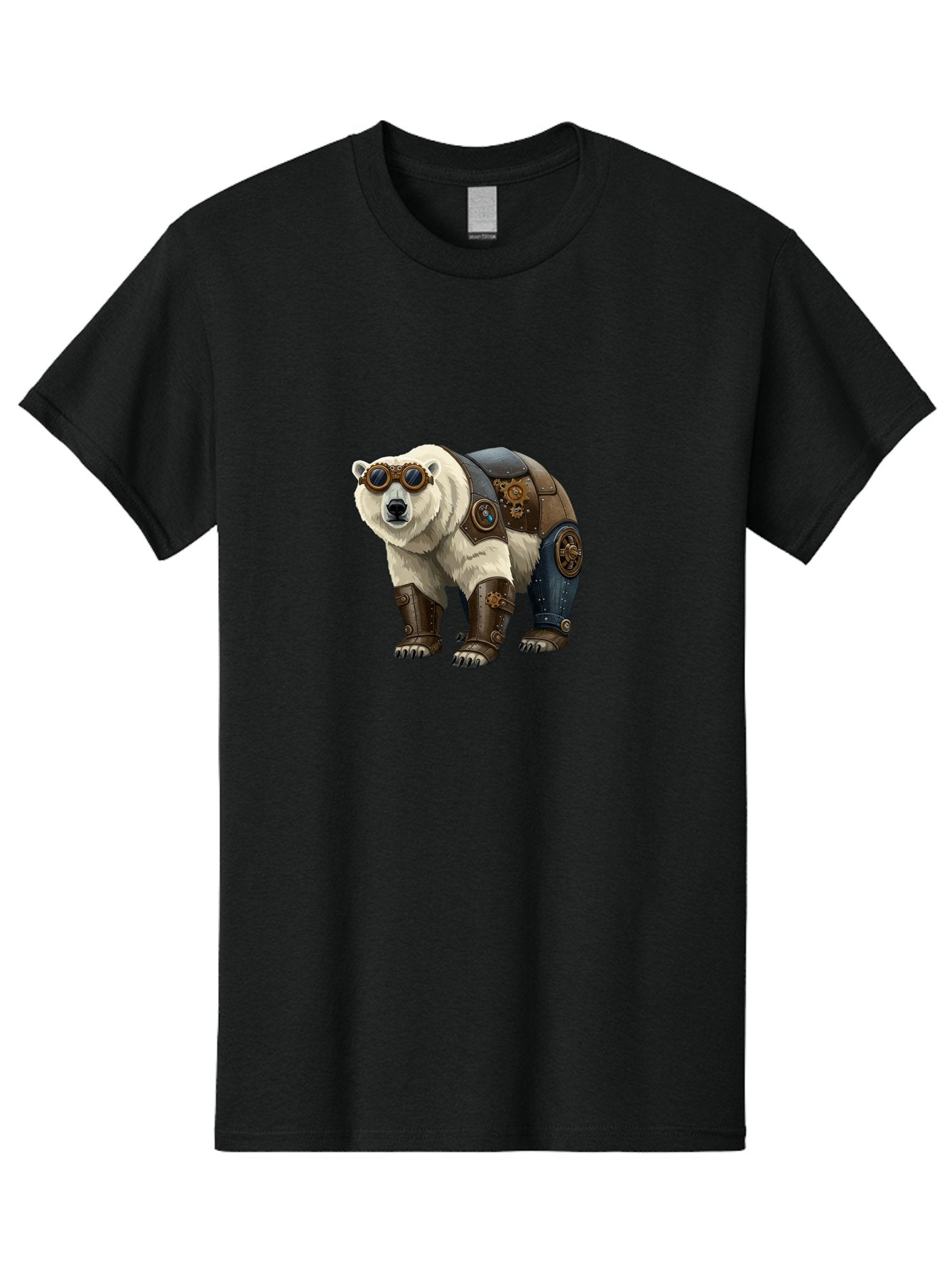 Steampunk-Polar-Bear Men'S Graphic Tee, 100% Cotton, Comfortable Casual Summer Wear, Machine Washable, Steampunk Polar Bear, Mechanical Armor, Goggles, Industrial Style, Fantasy Creature, Sci-Fi Art, Cyberpunk, Futuristic Animal, Bae789 9