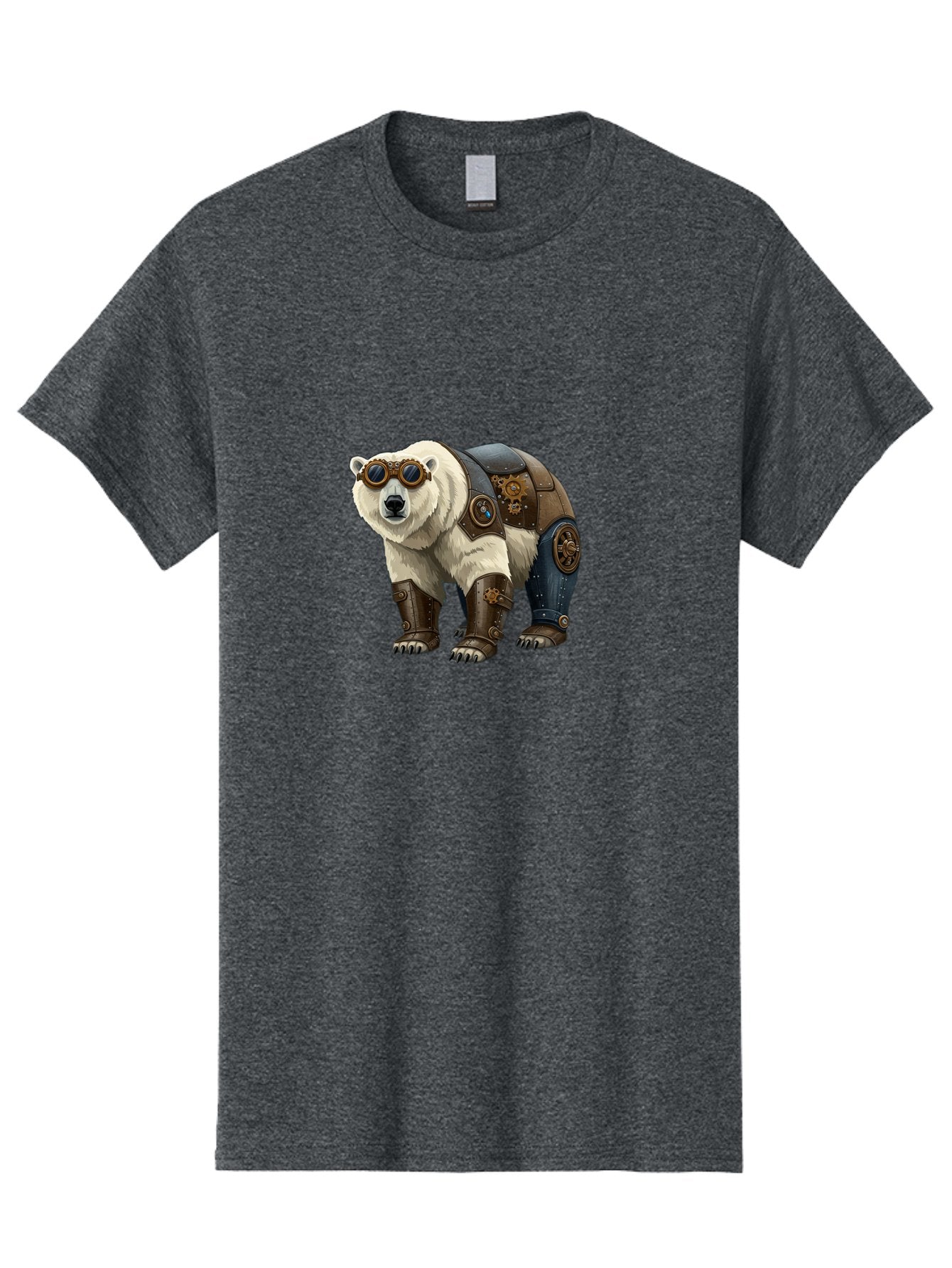 Steampunk-Polar-Bear Men'S Graphic Tee, 100% Cotton, Comfortable Casual Summer Wear, Machine Washable, Steampunk Polar Bear, Mechanical Armor, Goggles, Industrial Style, Fantasy Creature, Sci-Fi Art, Cyberpunk, Futuristic Animal, Bae789 6