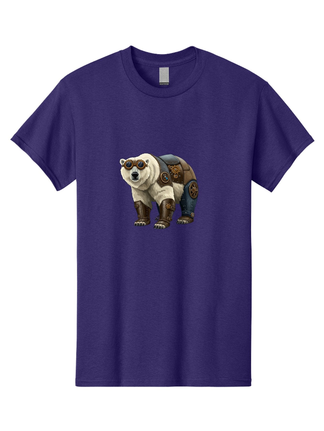 Steampunk-Polar-Bear Men'S Graphic Tee, 100% Cotton, Comfortable Casual Summer Wear, Machine Washable, Steampunk Polar Bear, Mechanical Armor, Goggles, Industrial Style, Fantasy Creature, Sci-Fi Art, Cyberpunk, Futuristic Animal, Bae789 14