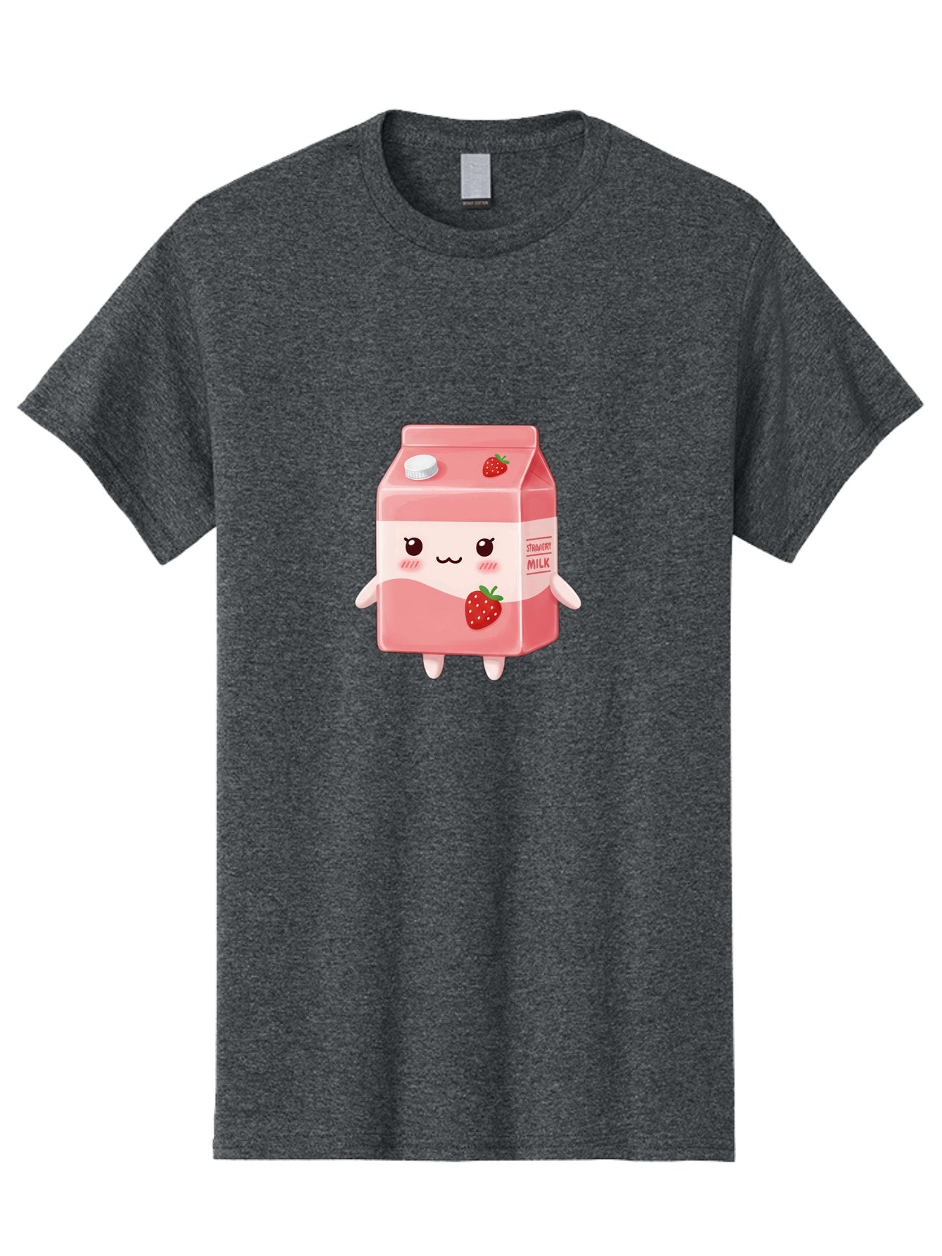Strawberry-Milk Men'S Graphic Tee, 100% Cotton, Comfortable Casual Summer Wear, Machine Washable, Strawberry Milk, Cartoon Character, Cute Illustration, Strawberry Flavor, Pink Milk, Kawaii Design, Animated Beverage, Strawberry Theme, Bae790 5