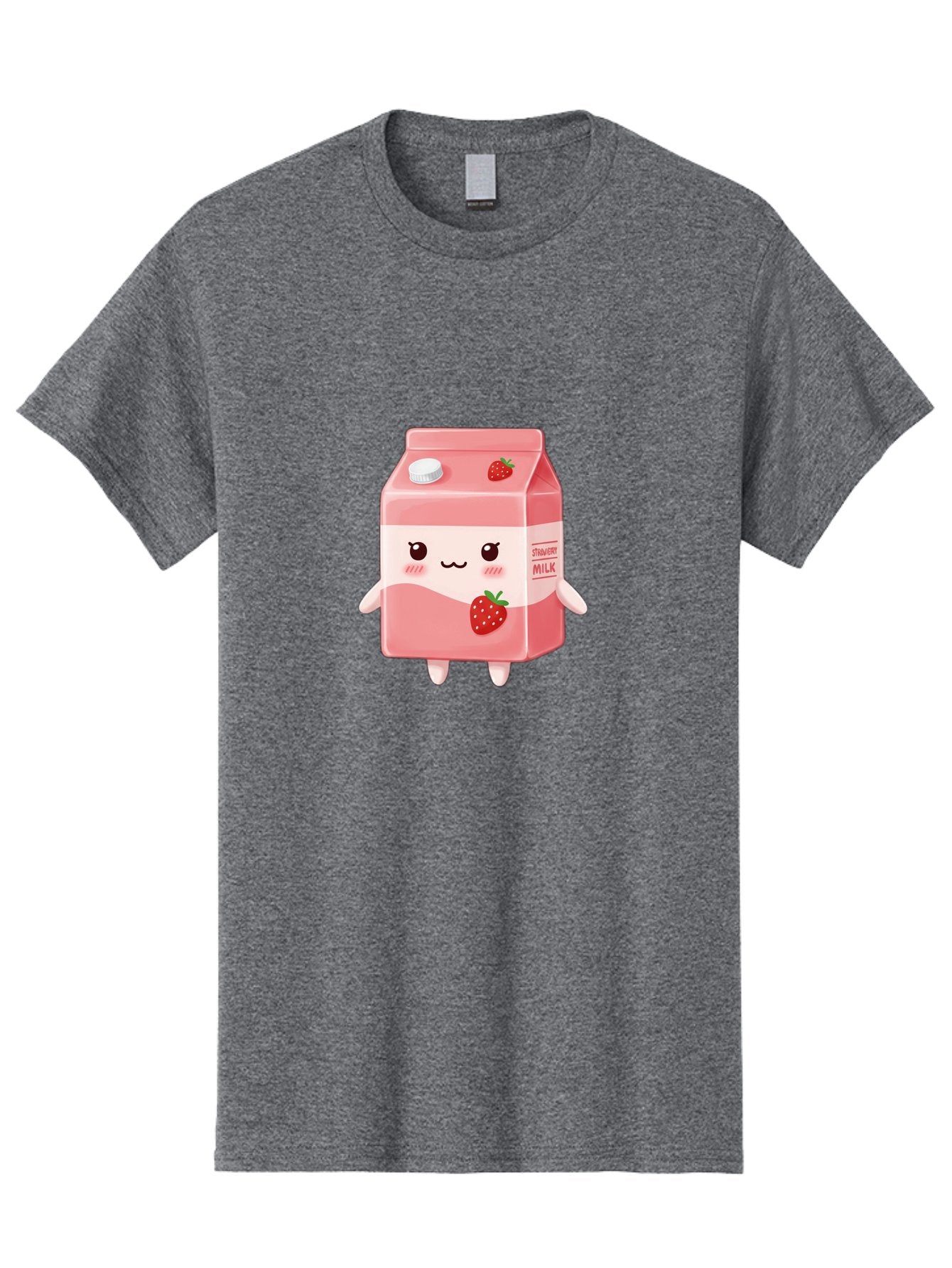 Strawberry-Milk Men'S Graphic Tee, 100% Cotton, Comfortable Casual Summer Wear, Machine Washable, Strawberry Milk, Cartoon Character, Cute Illustration, Strawberry Flavor, Pink Milk, Kawaii Design, Animated Beverage, Strawberry Theme, Bae790 7