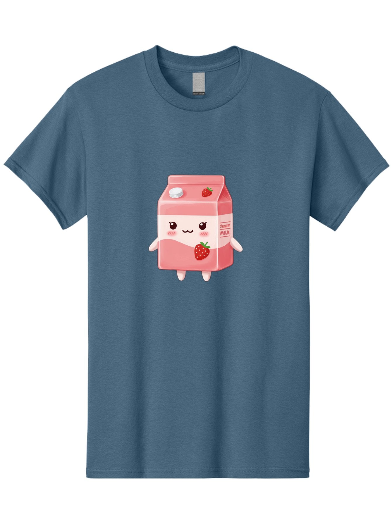 Strawberry-Milk Men'S Graphic Tee, 100% Cotton, Comfortable Casual Summer Wear, Machine Washable, Strawberry Milk, Cartoon Character, Cute Illustration, Strawberry Flavor, Pink Milk, Kawaii Design, Animated Beverage, Strawberry Theme, Bae790 15