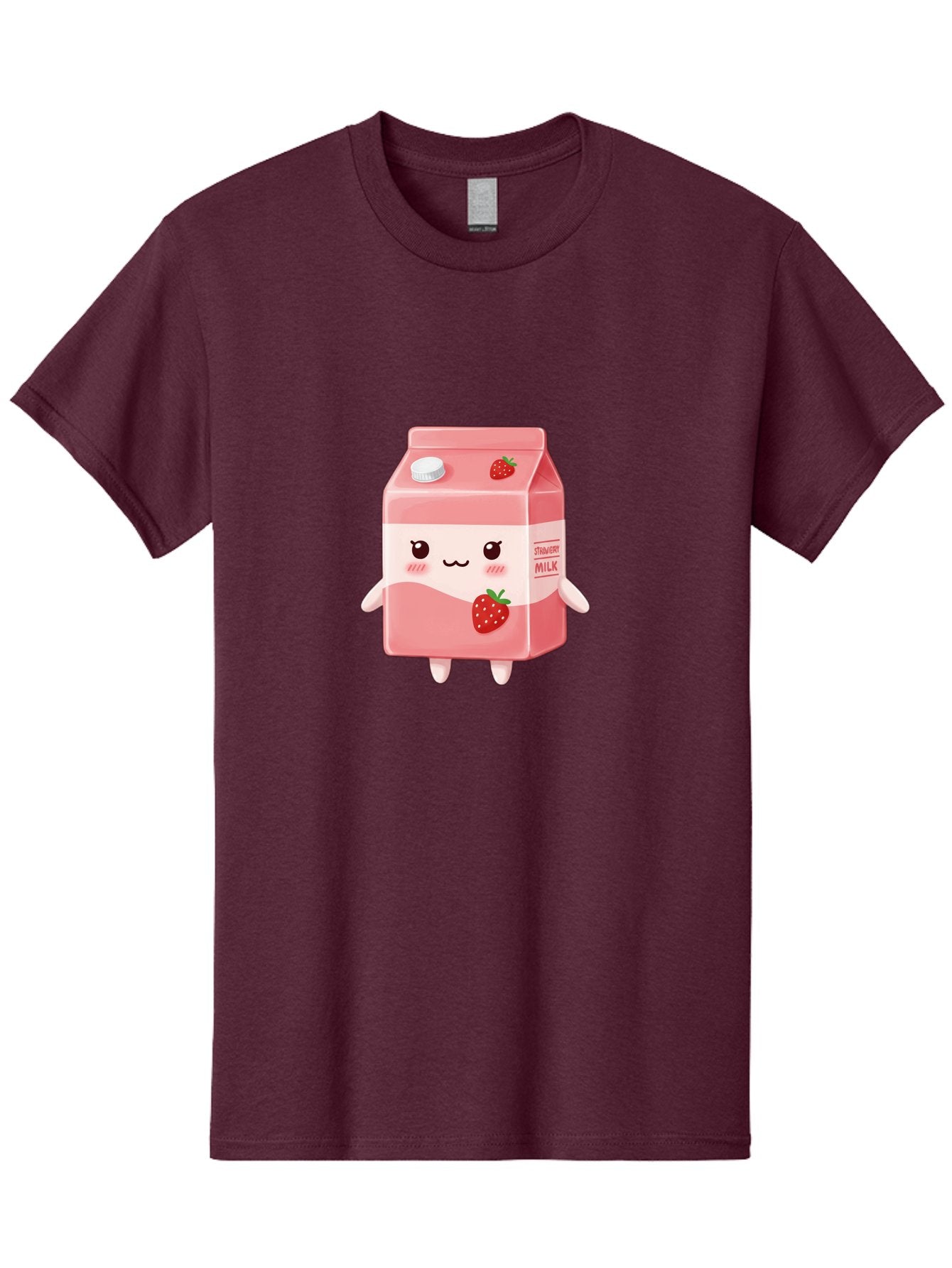 Strawberry-Milk Men'S Graphic Tee, 100% Cotton, Comfortable Casual Summer Wear, Machine Washable, Strawberry Milk, Cartoon Character, Cute Illustration, Strawberry Flavor, Pink Milk, Kawaii Design, Animated Beverage, Strawberry Theme, Bae790 6