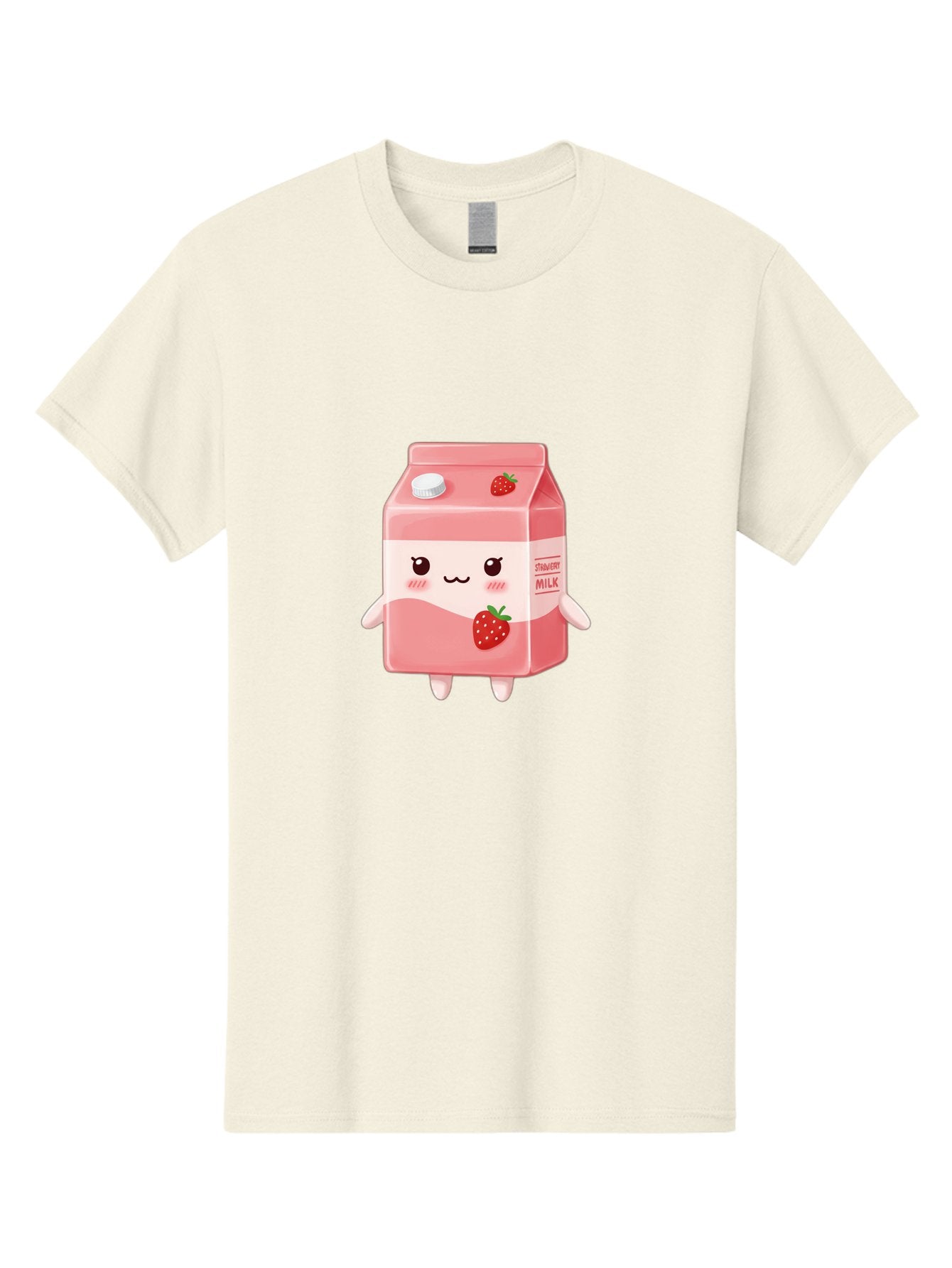 Strawberry-Milk Men'S Graphic Tee, 100% Cotton, Comfortable Casual Summer Wear, Machine Washable, Strawberry Milk, Cartoon Character, Cute Illustration, Strawberry Flavor, Pink Milk, Kawaii Design, Animated Beverage, Strawberry Theme, Bae790 12