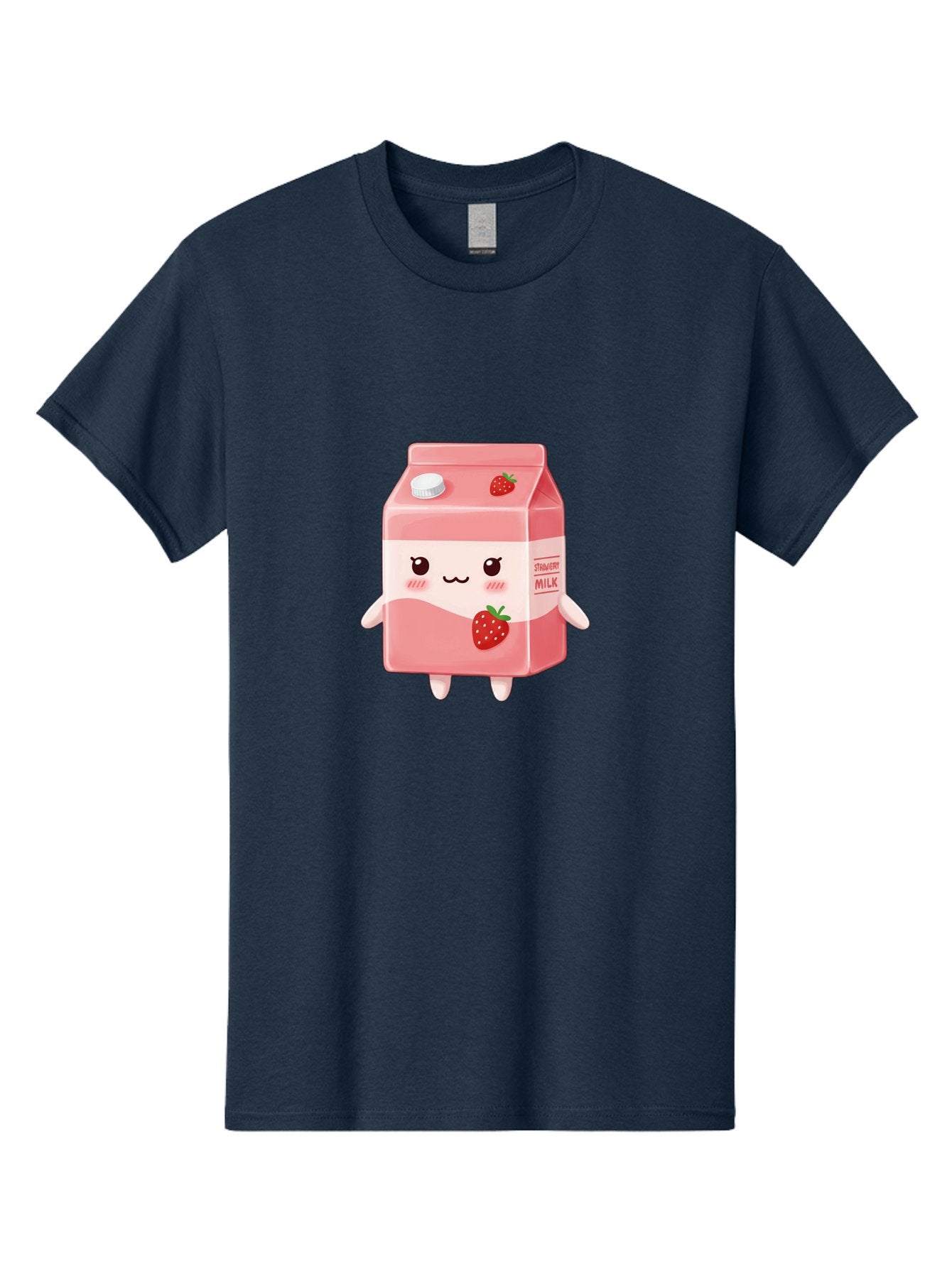 Strawberry-Milk Men'S Graphic Tee, 100% Cotton, Comfortable Casual Summer Wear, Machine Washable, Strawberry Milk, Cartoon Character, Cute Illustration, Strawberry Flavor, Pink Milk, Kawaii Design, Animated Beverage, Strawberry Theme, Bae790 13