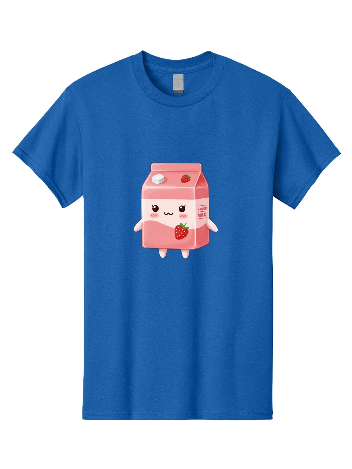 Strawberry-Milk Men'S Graphic Tee, 100% Cotton, Comfortable Casual Summer Wear, Machine Washable, Strawberry Milk, Cartoon Character, Cute Illustration, Strawberry Flavor, Pink Milk, Kawaii Design, Animated Beverage, Strawberry Theme, Bae790 8