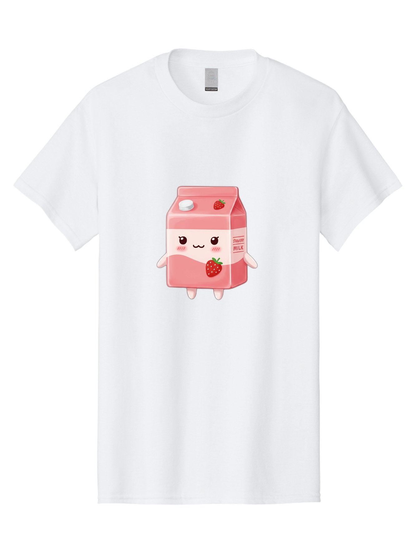 Strawberry-Milk Men'S Graphic Tee, 100% Cotton, Comfortable Casual Summer Wear, Machine Washable, Strawberry Milk, Cartoon Character, Cute Illustration, Strawberry Flavor, Pink Milk, Kawaii Design, Animated Beverage, Strawberry Theme, Bae790 10
