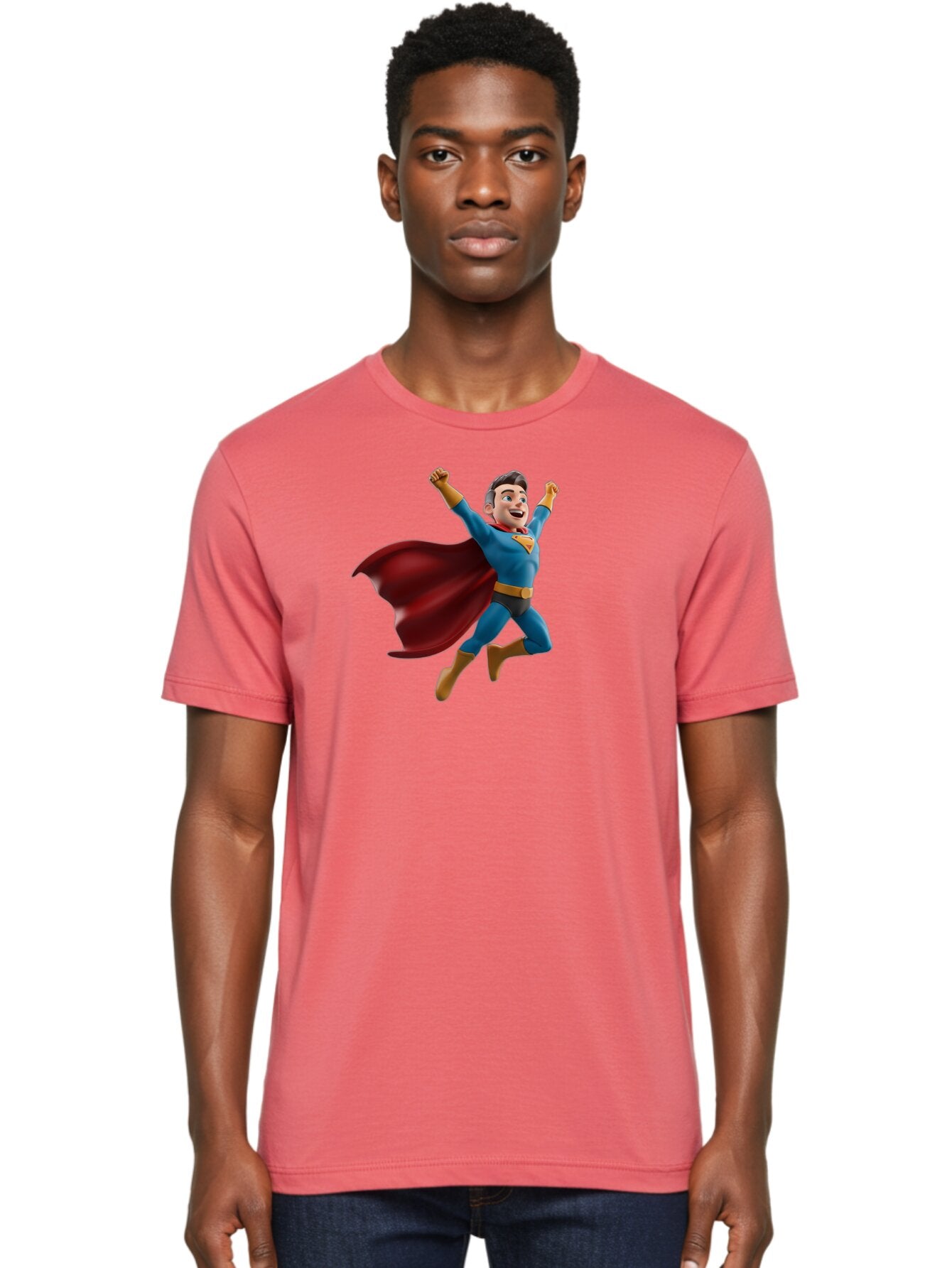 Superman Men'S Graphic Tee, 100% Cotton, Comfortable Casual Summer Wear, Machine Washable, Superhero Character, 3D Cartoon Man, Flying Superhero, Blue Costume, Red Cape, Yellow Emblem, Bold Hero, Dynamic Pose, Superhero Emblem, Comic Hero, Bae791 17