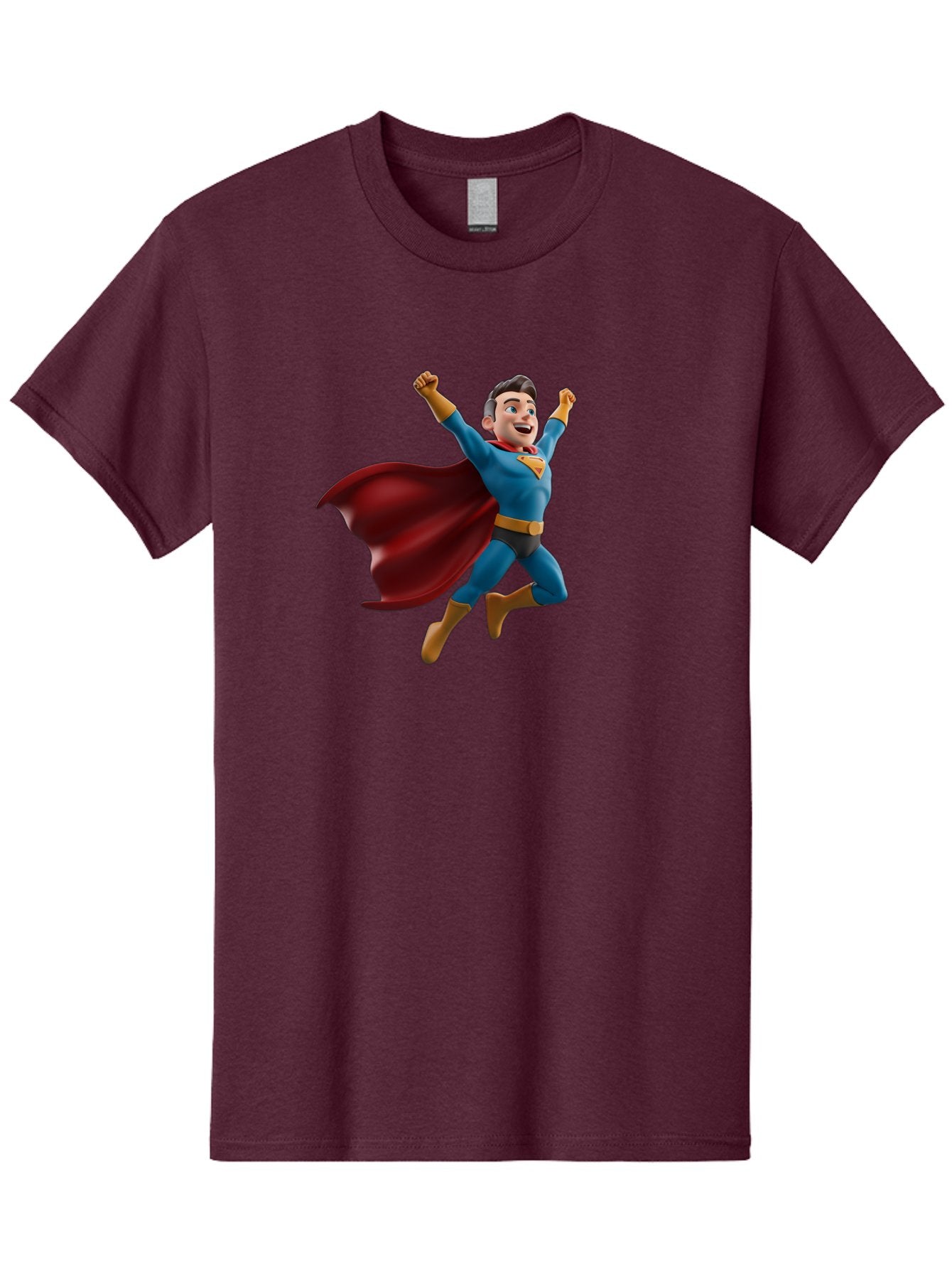 Superman Men'S Graphic Tee, 100% Cotton, Comfortable Casual Summer Wear, Machine Washable, Superhero Character, 3D Cartoon Man, Flying Superhero, Blue Costume, Red Cape, Yellow Emblem, Bold Hero, Dynamic Pose, Superhero Emblem, Comic Hero, Bae791