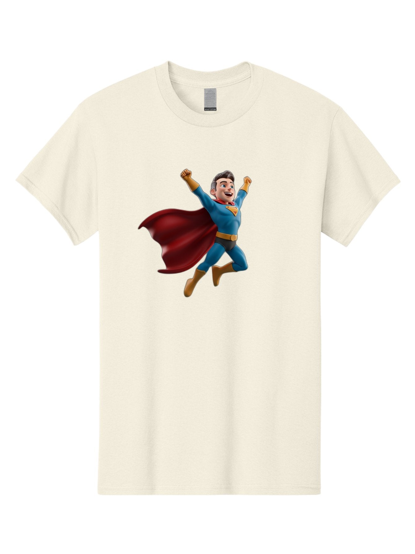 Superman Men'S Graphic Tee, 100% Cotton, Comfortable Casual Summer Wear, Machine Washable, Superhero Character, 3D Cartoon Man, Flying Superhero, Blue Costume, Red Cape, Yellow Emblem, Bold Hero, Dynamic Pose, Superhero Emblem, Comic Hero, Bae791 4