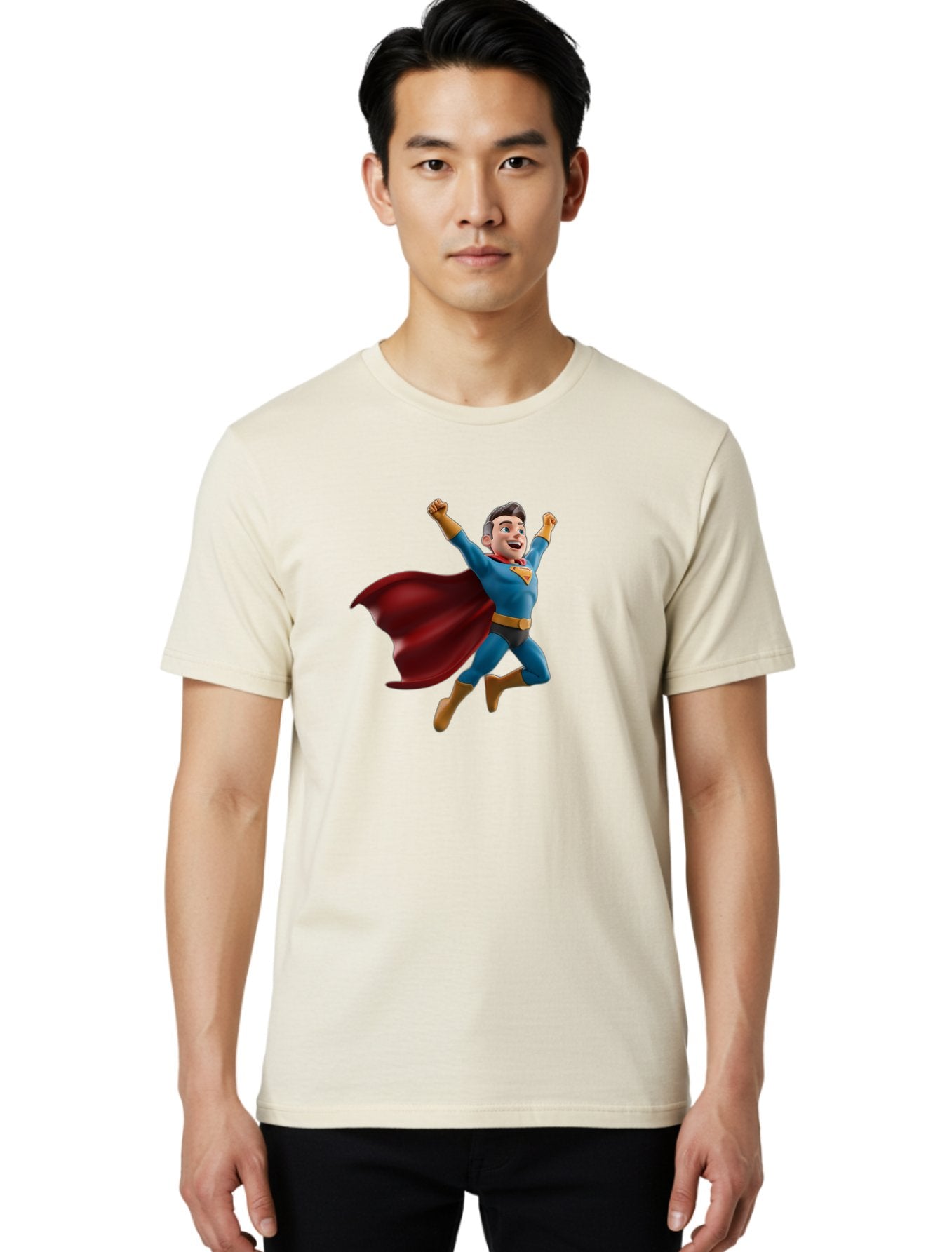 Superman Men'S Graphic Tee, 100% Cotton, Comfortable Casual Summer Wear, Machine Washable, Superhero Character, 3D Cartoon Man, Flying Superhero, Blue Costume, Red Cape, Yellow Emblem, Bold Hero, Dynamic Pose, Superhero Emblem, Comic Hero, Bae791 18