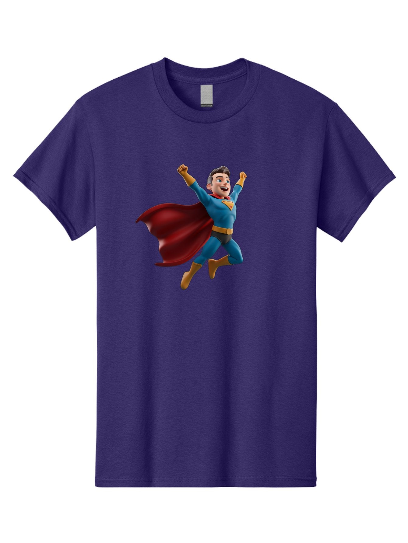 Superman Men'S Graphic Tee, 100% Cotton, Comfortable Casual Summer Wear, Machine Washable, Superhero Character, 3D Cartoon Man, Flying Superhero, Blue Costume, Red Cape, Yellow Emblem, Bold Hero, Dynamic Pose, Superhero Emblem, Comic Hero, Bae791 11