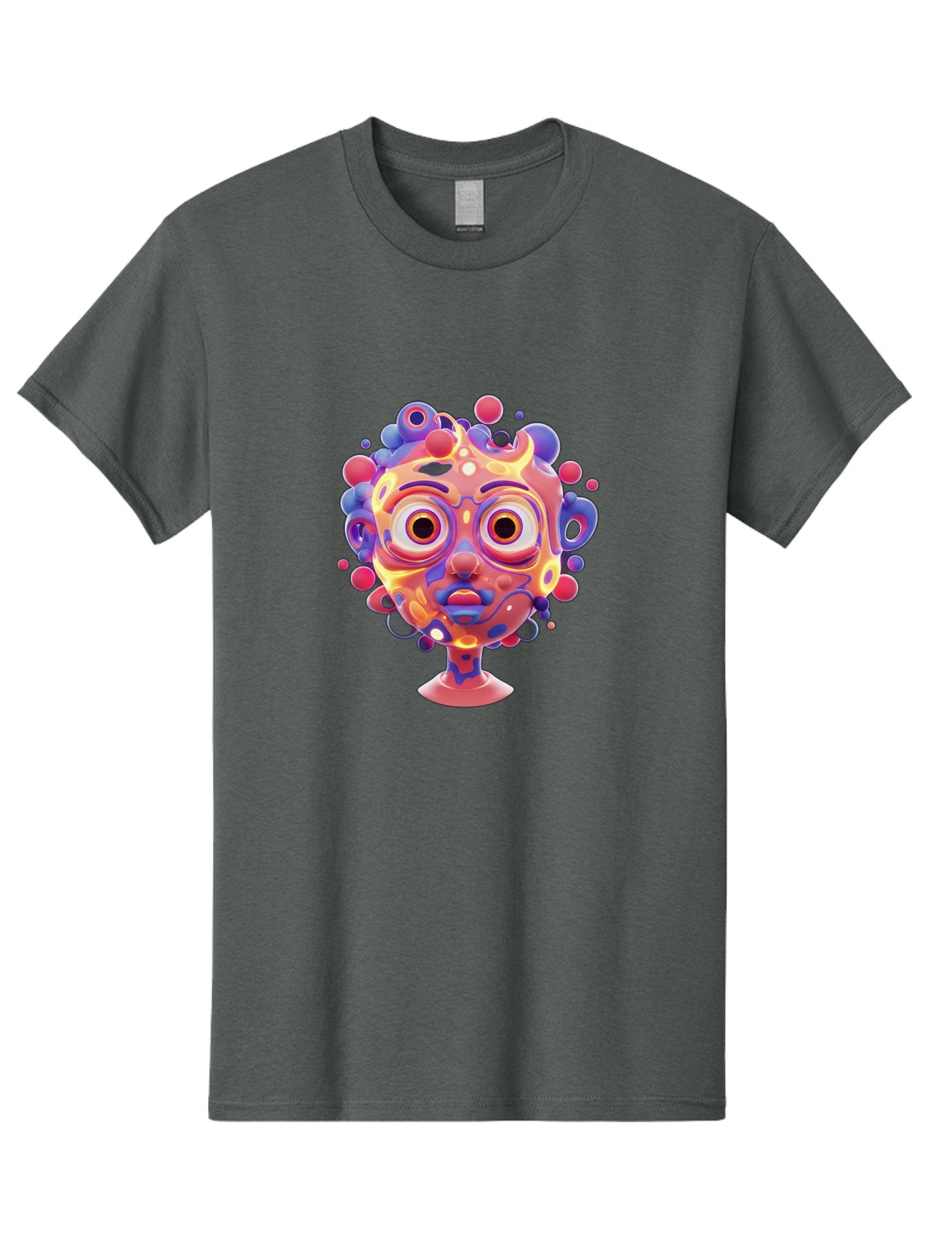 Surreal-Face Men'S Graphic Tee, 100% Cotton, Comfortable Casual Summer Wear, Machine Washable, Surreal Art, Abstract Face, Vibrant Colors, Dreamlike Atmosphere, Psychedelic Design, Futuristic Character, Colorful Eyes Bae792 5