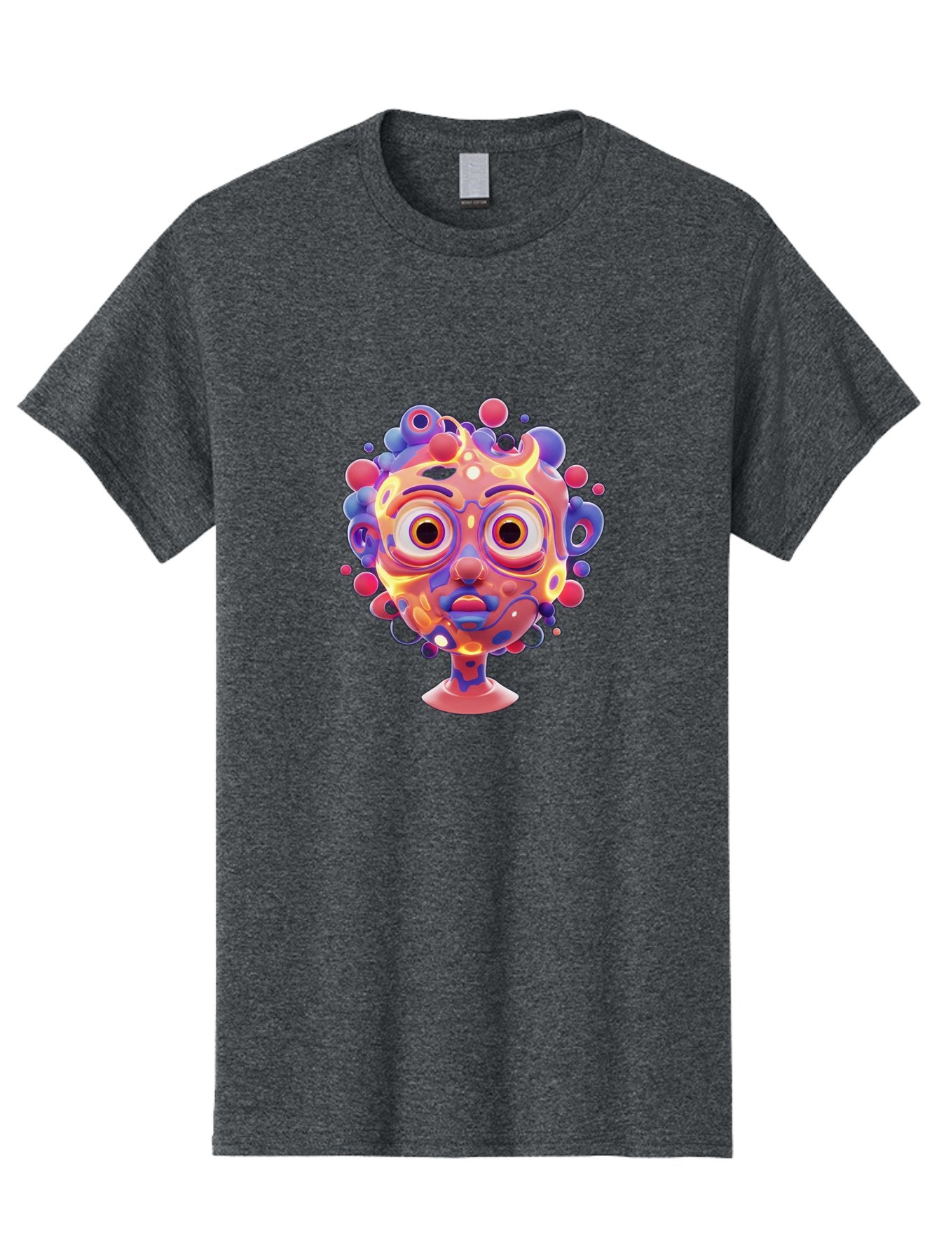 Surreal-Face Men'S Graphic Tee, 100% Cotton, Comfortable Casual Summer Wear, Machine Washable, Surreal Art, Abstract Face, Vibrant Colors, Dreamlike Atmosphere, Psychedelic Design, Futuristic Character, Colorful Eyes Bae792 10