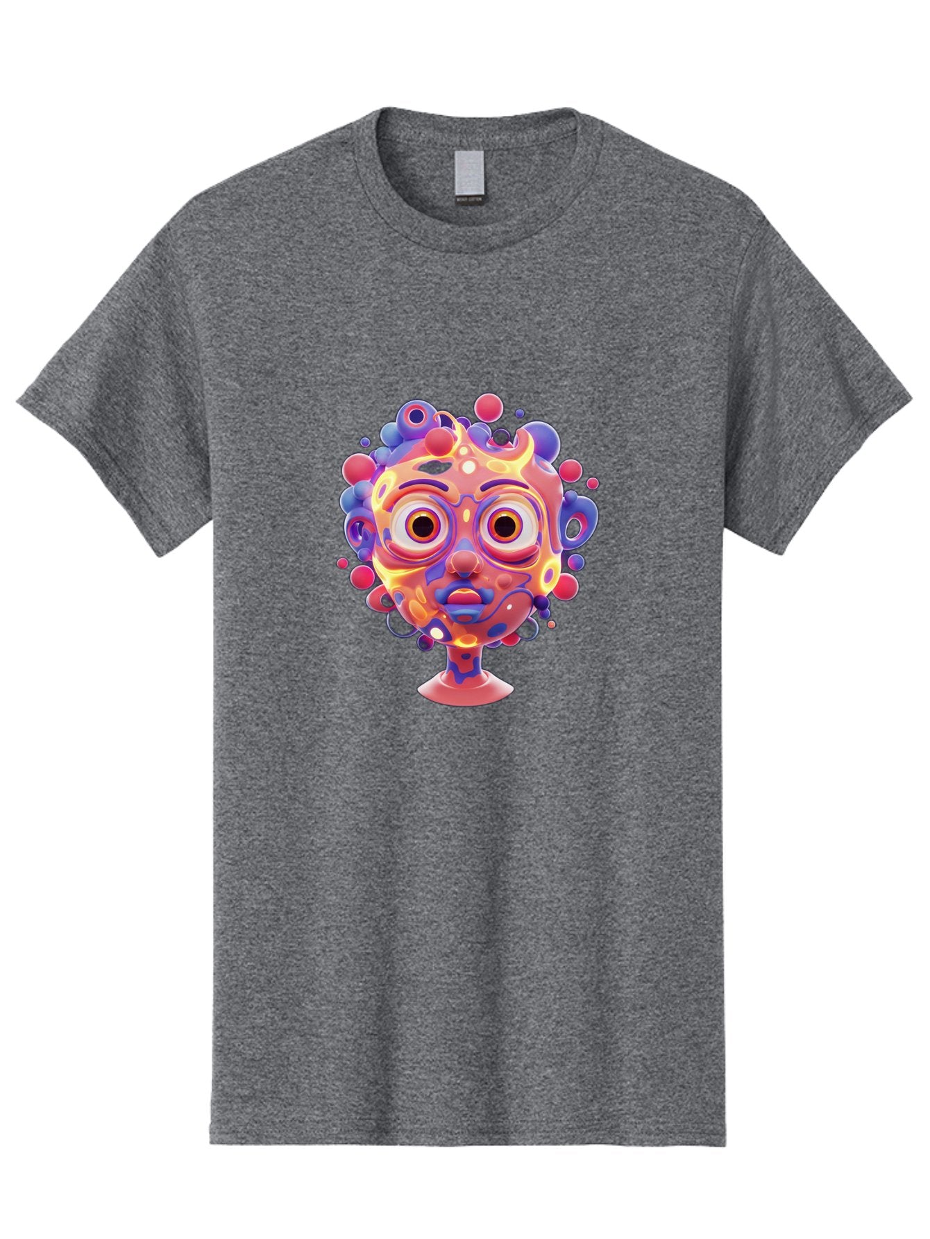 Surreal-Face Men'S Graphic Tee, 100% Cotton, Comfortable Casual Summer Wear, Machine Washable, Surreal Art, Abstract Face, Vibrant Colors, Dreamlike Atmosphere, Psychedelic Design, Futuristic Character, Colorful Eyes Bae792 3
