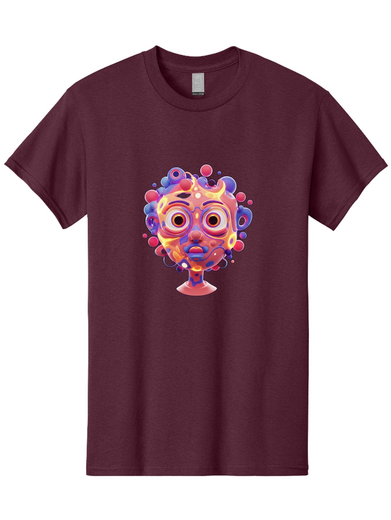 Surreal-Face Men'S Graphic Tee, 100% Cotton, Comfortable Casual Summer Wear, Machine Washable, Surreal Art, Abstract Face, Vibrant Colors, Dreamlike Atmosphere, Psychedelic Design, Futuristic Character, Colorful Eyes Bae792 13
