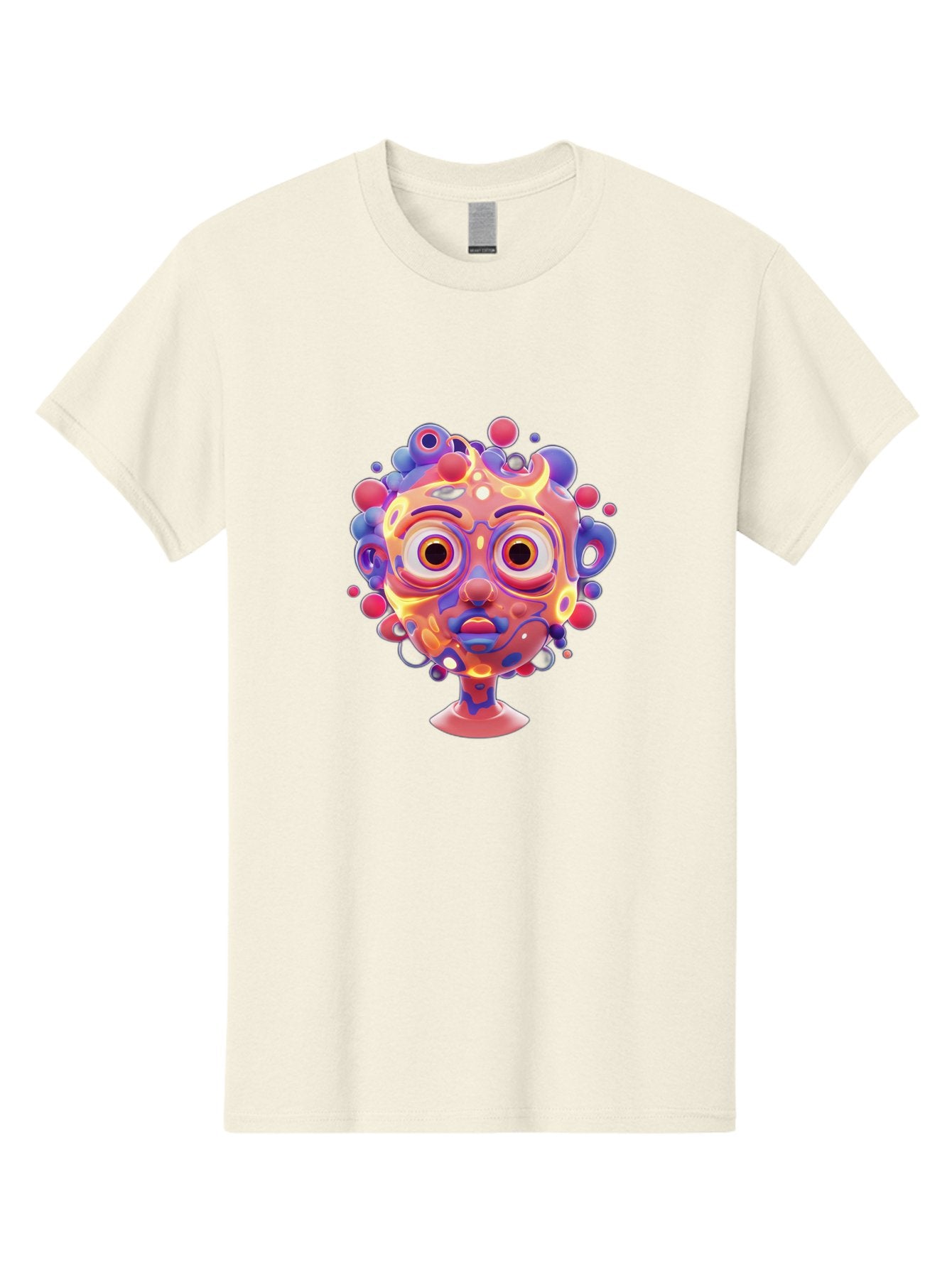 Surreal-Face Men'S Graphic Tee, 100% Cotton, Comfortable Casual Summer Wear, Machine Washable, Surreal Art, Abstract Face, Vibrant Colors, Dreamlike Atmosphere, Psychedelic Design, Futuristic Character, Colorful Eyes Bae792 6