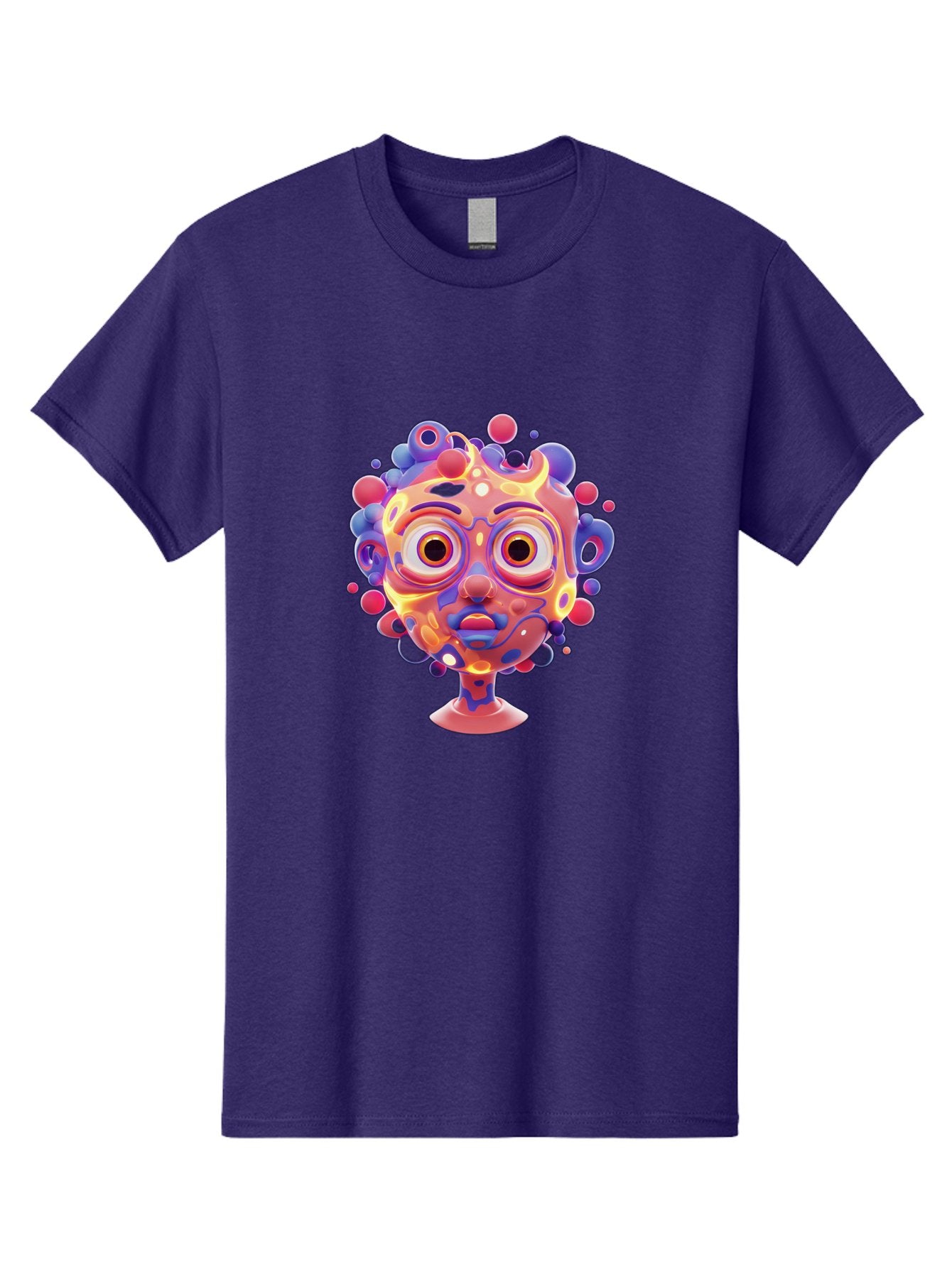 Surreal-Face Men'S Graphic Tee, 100% Cotton, Comfortable Casual Summer Wear, Machine Washable, Surreal Art, Abstract Face, Vibrant Colors, Dreamlike Atmosphere, Psychedelic Design, Futuristic Character, Colorful Eyes Bae792 7