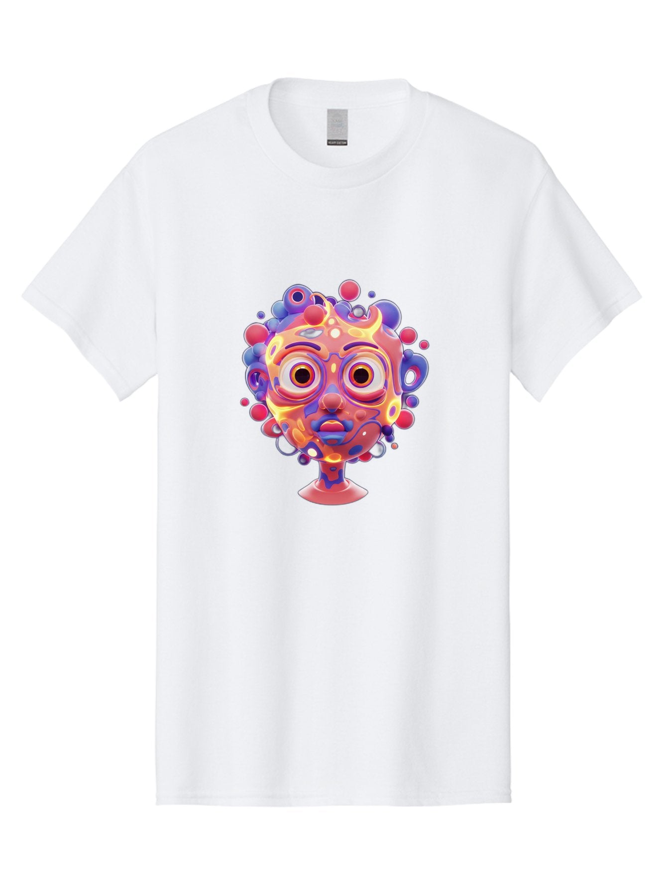 Surreal-Face Men'S Graphic Tee, 100% Cotton, Comfortable Casual Summer Wear, Machine Washable, Surreal Art, Abstract Face, Vibrant Colors, Dreamlike Atmosphere, Psychedelic Design, Futuristic Character, Colorful Eyes Bae792