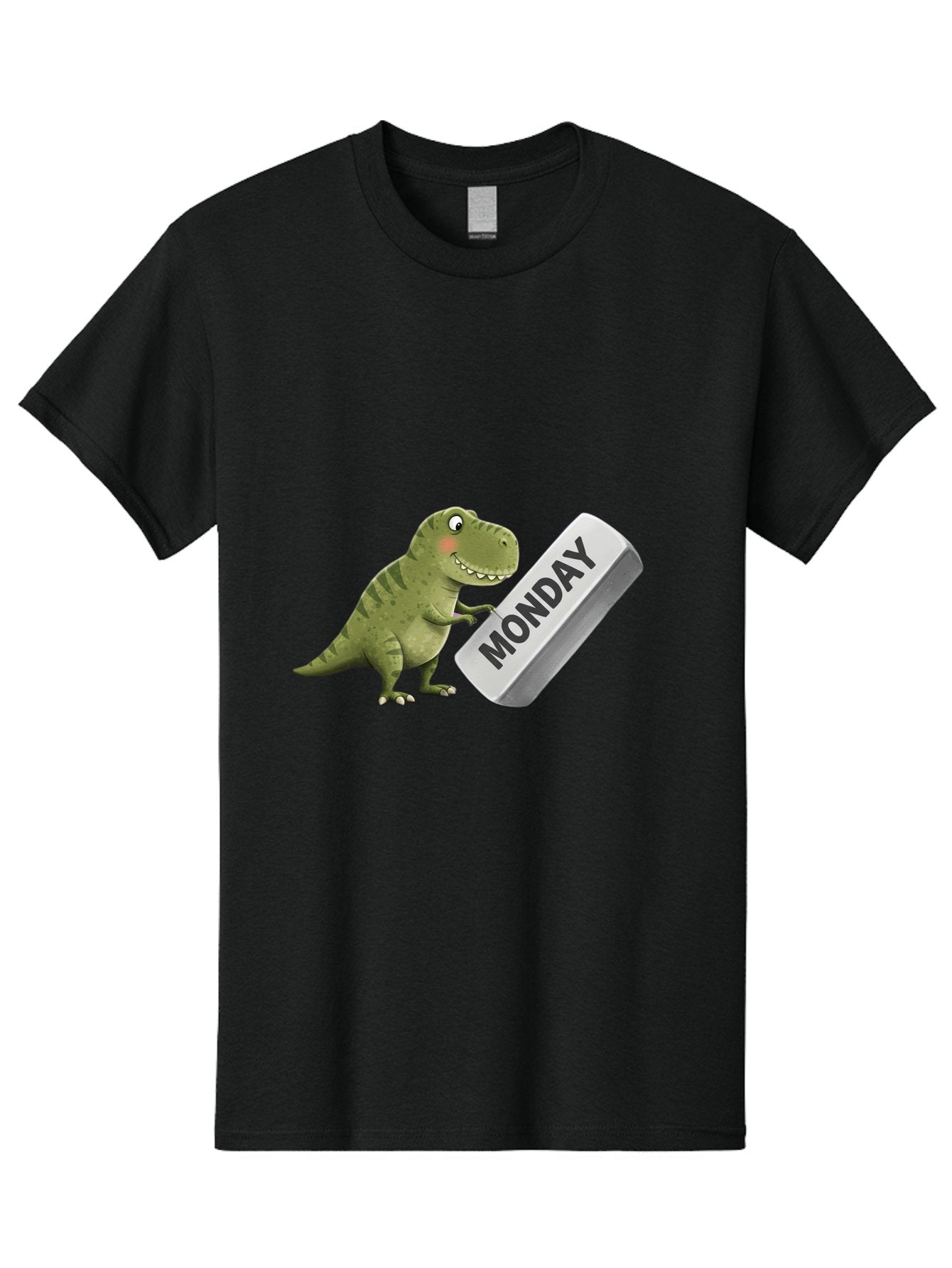 T-Rex-Monday Men'S Graphic Tee, 100% Cotton, Comfortable Casual Summer Wear, Machine Washable, Cartoon Dinosaur Holding 'Monday' Sign, Funny Prehistoric Creature, Humorous Illustration, Monday Motivation, Dino Humor, T-Rex Character Bae794 14