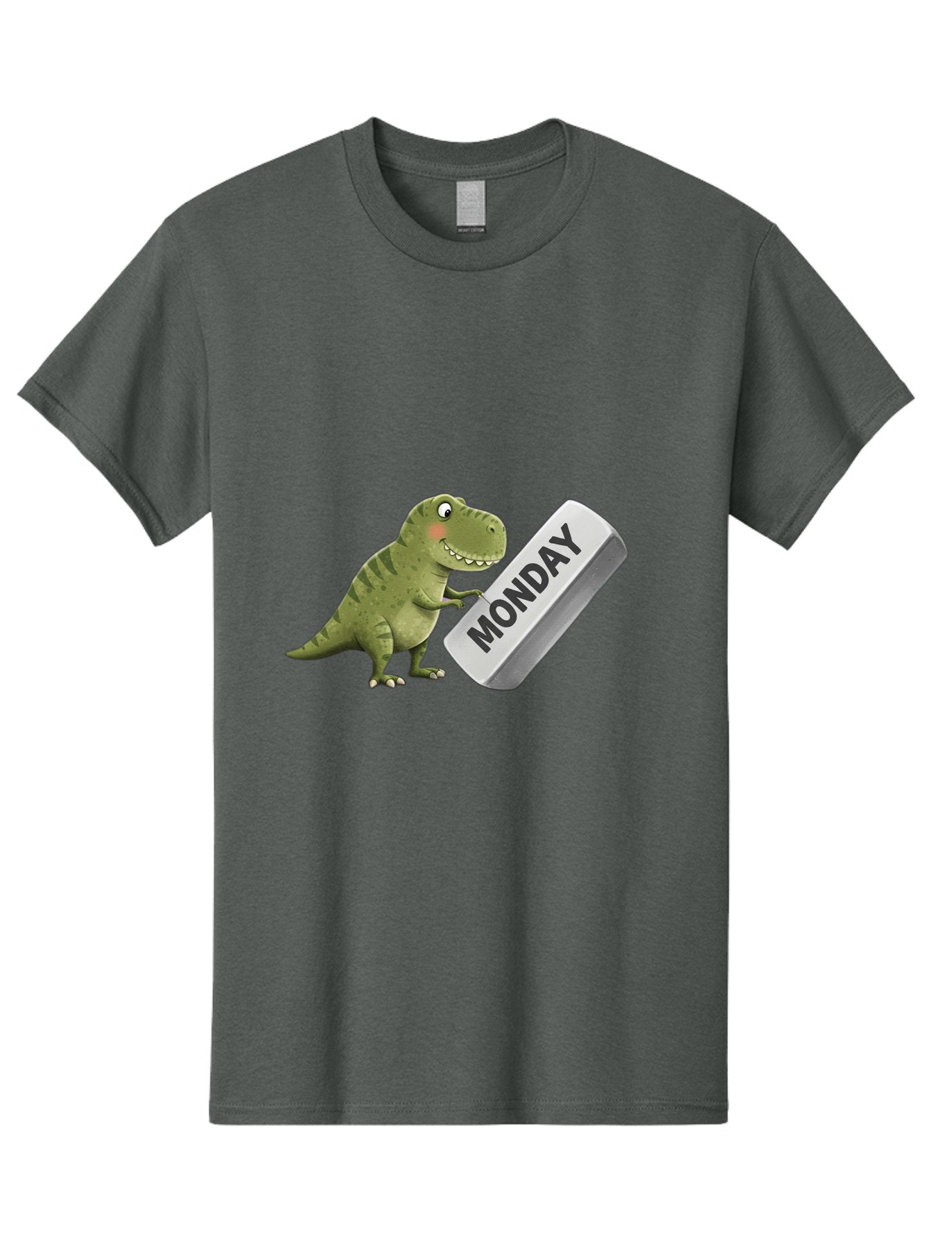 T-Rex-Monday Men'S Graphic Tee, 100% Cotton, Comfortable Casual Summer Wear, Machine Washable, Cartoon Dinosaur Holding 'Monday' Sign, Funny Prehistoric Creature, Humorous Illustration, Monday Motivation, Dino Humor, T-Rex Character Bae794 13