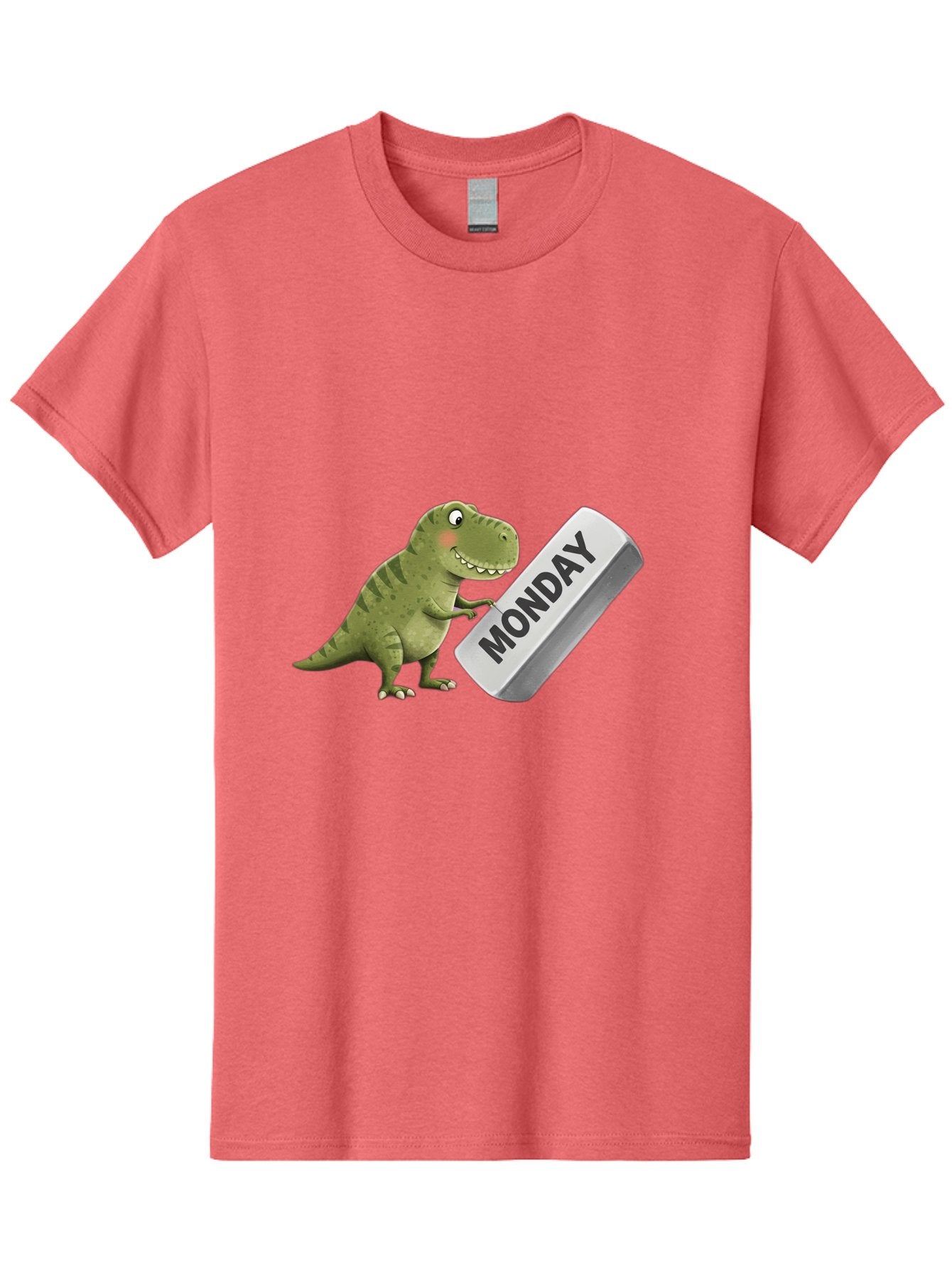 T-Rex-Monday Men'S Graphic Tee, 100% Cotton, Comfortable Casual Summer Wear, Machine Washable, Cartoon Dinosaur Holding 'Monday' Sign, Funny Prehistoric Creature, Humorous Illustration, Monday Motivation, Dino Humor, T-Rex Character Bae794 10