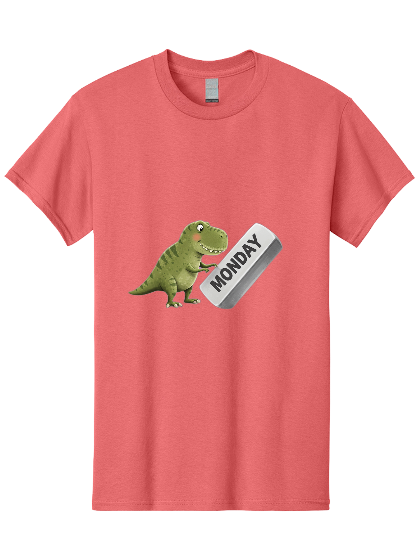 T-Rex-Monday Men'S Graphic Tee, 100% Cotton, Comfortable Casual Summer Wear, Machine Washable, Cartoon Dinosaur Holding 'Monday' Sign, Funny Prehistoric Creature, Humorous Illustration, Monday Motivation, Dino Humor, T-Rex Character Bae794 14