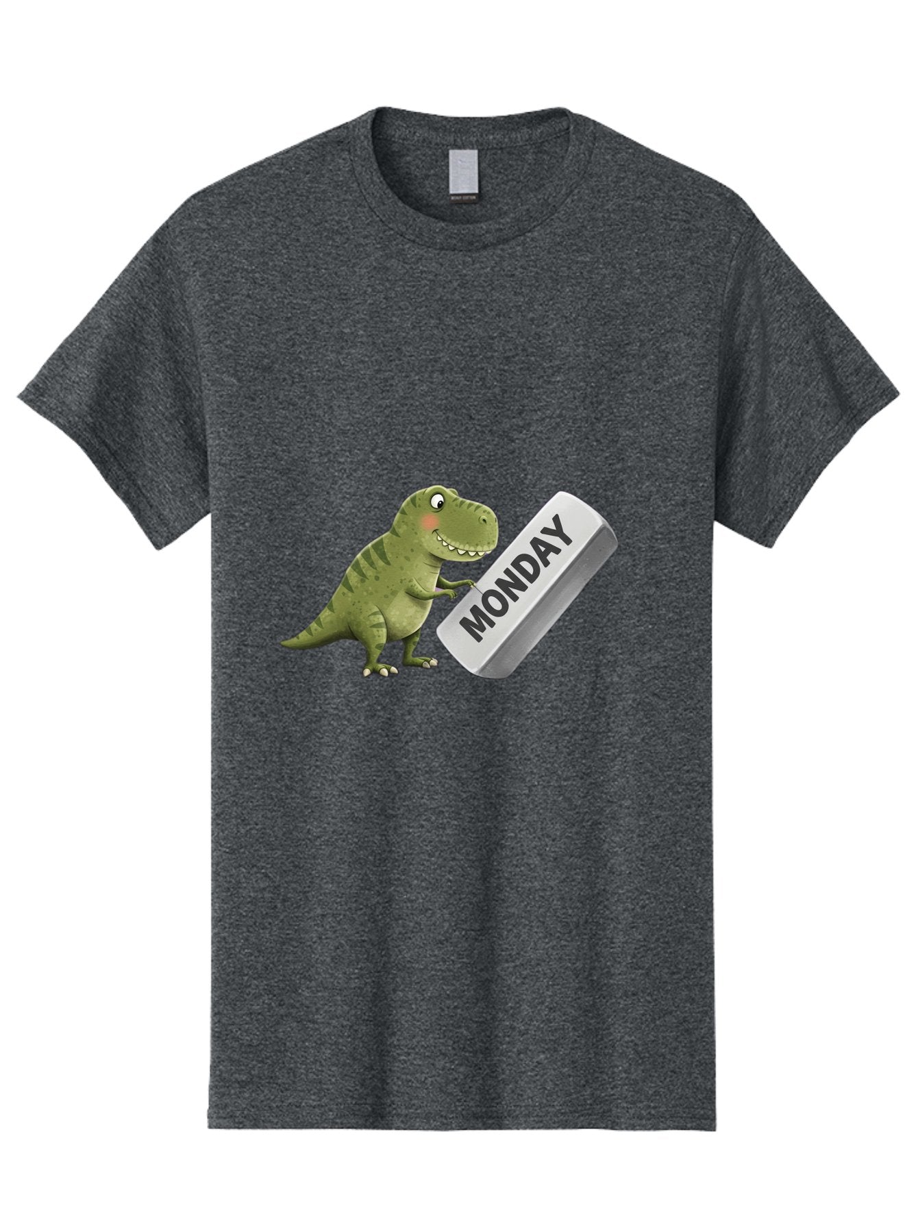 T-Rex-Monday Men'S Graphic Tee, 100% Cotton, Comfortable Casual Summer Wear, Machine Washable, Cartoon Dinosaur Holding 'Monday' Sign, Funny Prehistoric Creature, Humorous Illustration, Monday Motivation, Dino Humor, T-Rex Character Bae794 7