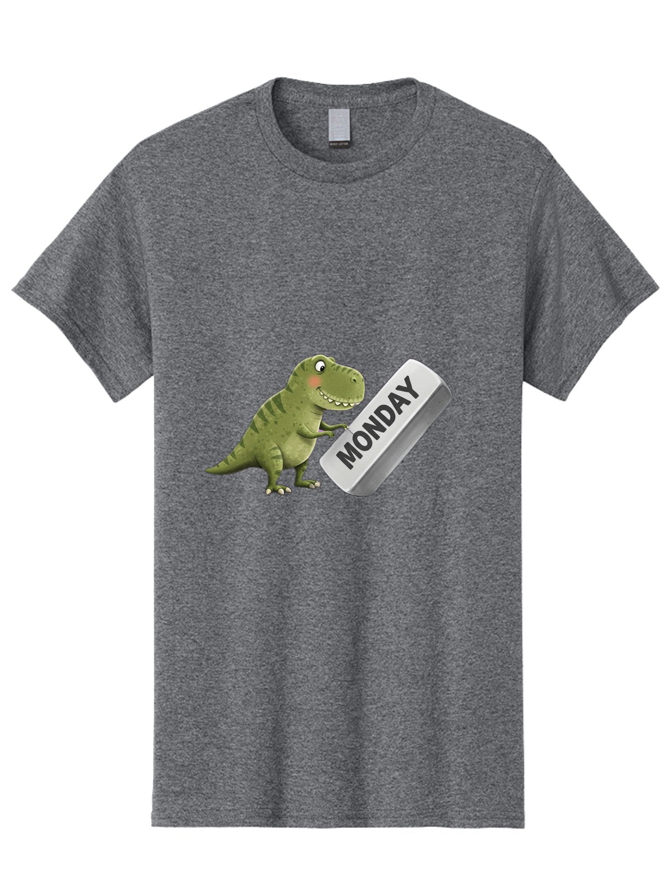 T-Rex-Monday Men'S Graphic Tee, 100% Cotton, Comfortable Casual Summer Wear, Machine Washable, Cartoon Dinosaur Holding 'Monday' Sign, Funny Prehistoric Creature, Humorous Illustration, Monday Motivation, Dino Humor, T-Rex Character Bae794 9