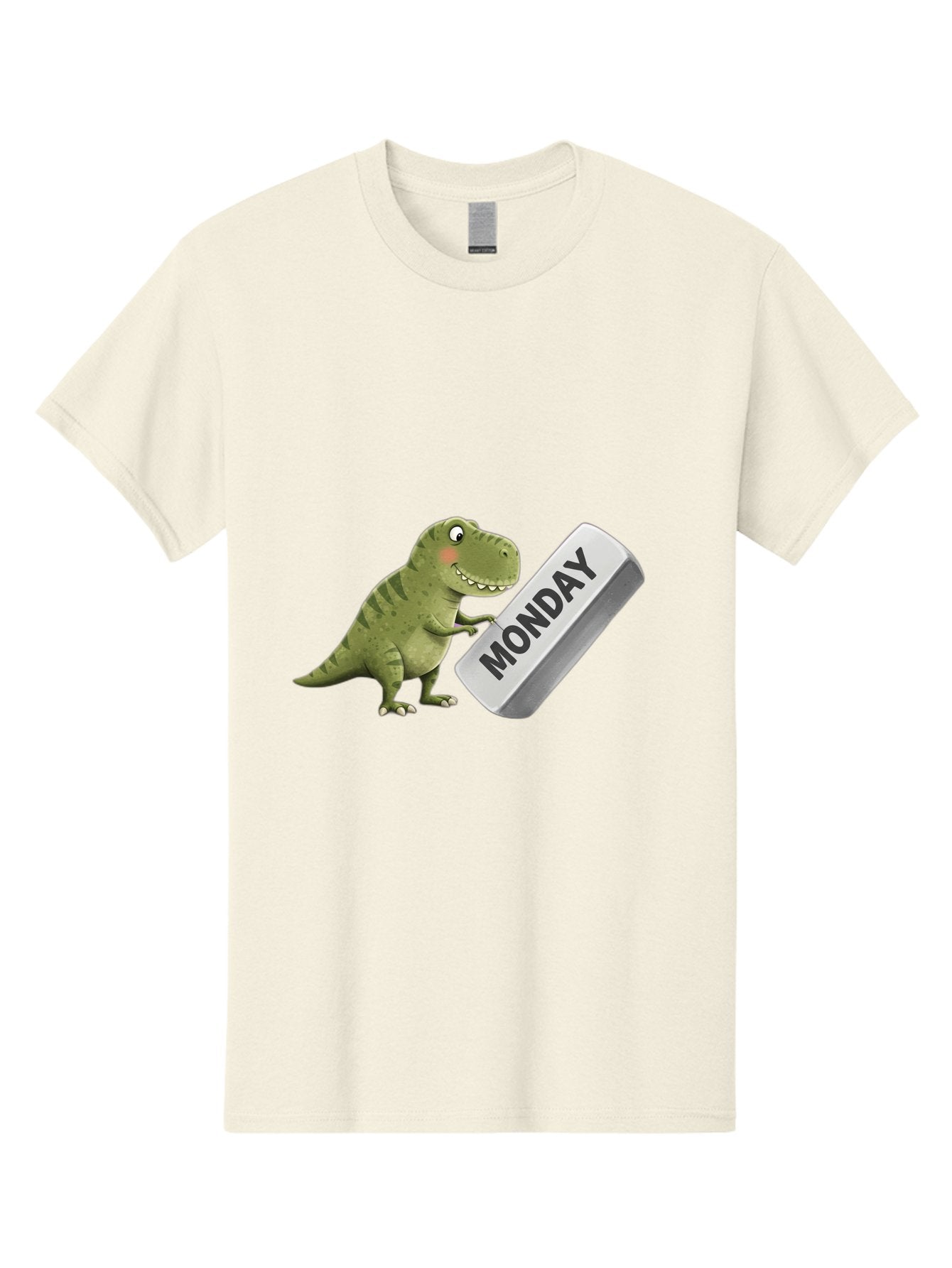 T-Rex-Monday Men'S Graphic Tee, 100% Cotton, Comfortable Casual Summer Wear, Machine Washable, Cartoon Dinosaur Holding 'Monday' Sign, Funny Prehistoric Creature, Humorous Illustration, Monday Motivation, Dino Humor, T-Rex Character Bae794 15