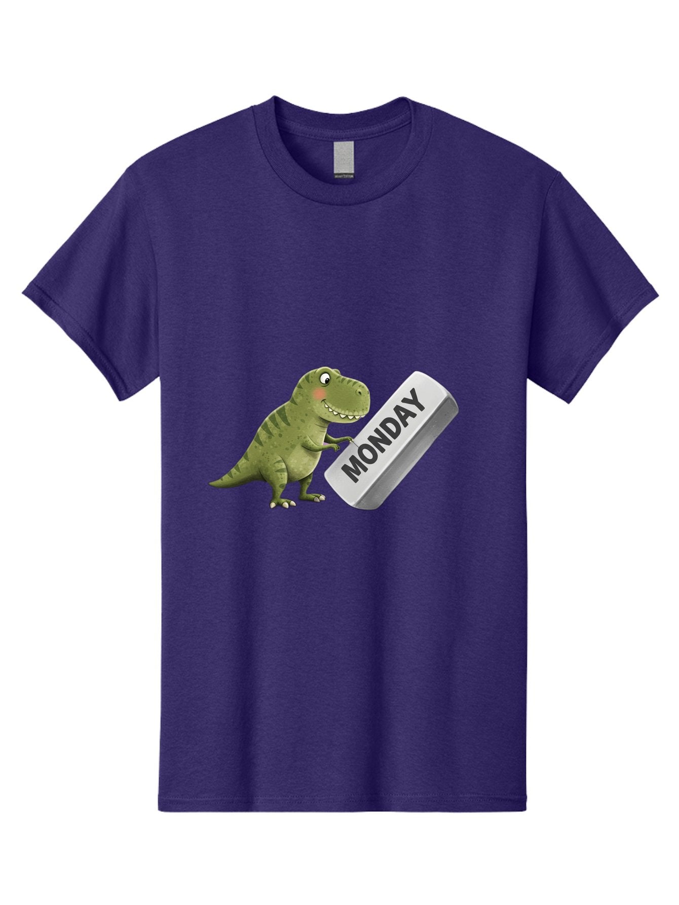 T-Rex-Monday Men'S Graphic Tee, 100% Cotton, Comfortable Casual Summer Wear, Machine Washable, Cartoon Dinosaur Holding 'Monday' Sign, Funny Prehistoric Creature, Humorous Illustration, Monday Motivation, Dino Humor, T-Rex Character Bae794 8