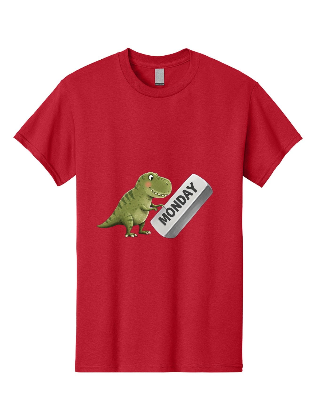 T-Rex-Monday Men'S Graphic Tee, 100% Cotton, Comfortable Casual Summer Wear, Machine Washable, Cartoon Dinosaur Holding 'Monday' Sign, Funny Prehistoric Creature, Humorous Illustration, Monday Motivation, Dino Humor, T-Rex Character Bae794 4