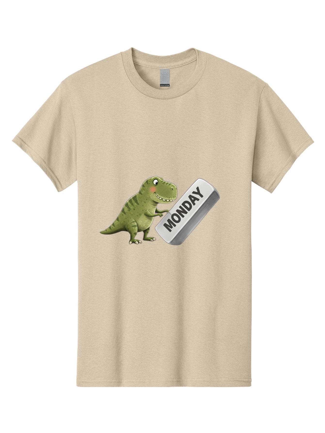 T-Rex-Monday Men'S Graphic Tee, 100% Cotton, Comfortable Casual Summer Wear, Machine Washable, Cartoon Dinosaur Holding 'Monday' Sign, Funny Prehistoric Creature, Humorous Illustration, Monday Motivation, Dino Humor, T-Rex Character Bae794 12
