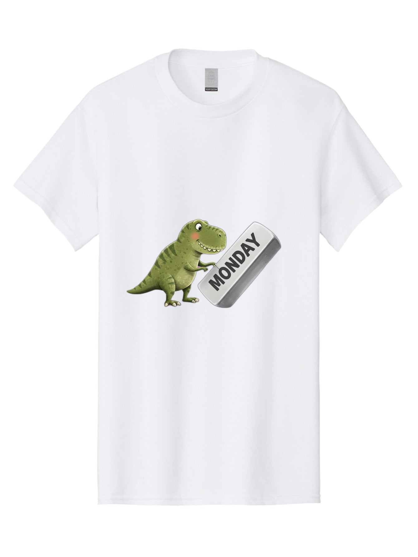 T-Rex-Monday Men'S Graphic Tee, 100% Cotton, Comfortable Casual Summer Wear, Machine Washable, Cartoon Dinosaur Holding 'Monday' Sign, Funny Prehistoric Creature, Humorous Illustration, Monday Motivation, Dino Humor, T-Rex Character Bae794 6
