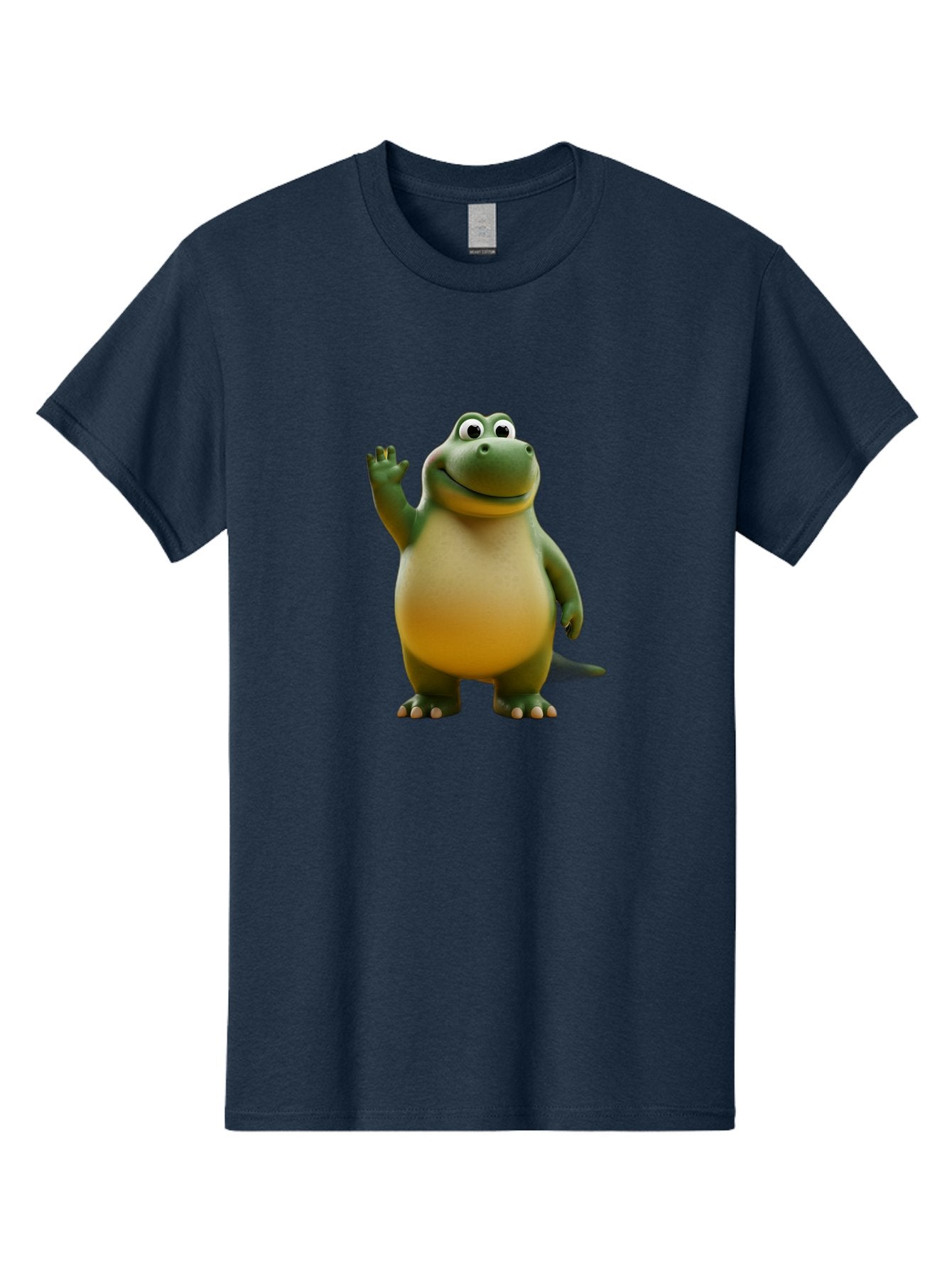 T-Rex Men'S Graphic Tee, 100% Cotton, Comfortable Casual Summer Wear, Machine Washable, Cartoon Dinosaur, Friendly Dinosaur, Waving Dinosaur, Green Dinosaur, Happy Dinosaur, 3D Illustration, Cheerful Character, Prehistoric Creature, Bae795 10