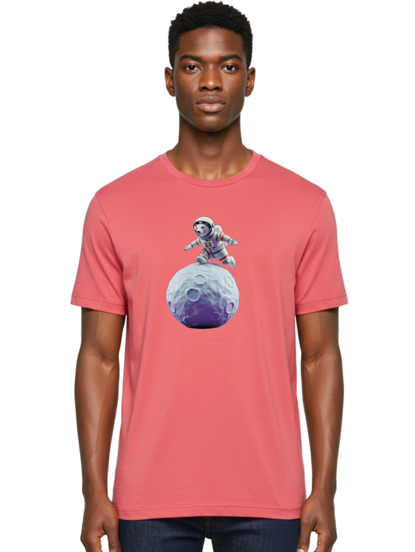 Teddy-Bear-Astronaut Men'S Graphic Tee, 100% Cotton, Comfortable Casual Summer Wear, Machine Washable, Bear Astronaut, Space Suit, Craters, Moon Surface, Lunar Exploration, Space Adventure, Cartoon Astronaut, Funny Space, Adventure Theme, Bae796 17