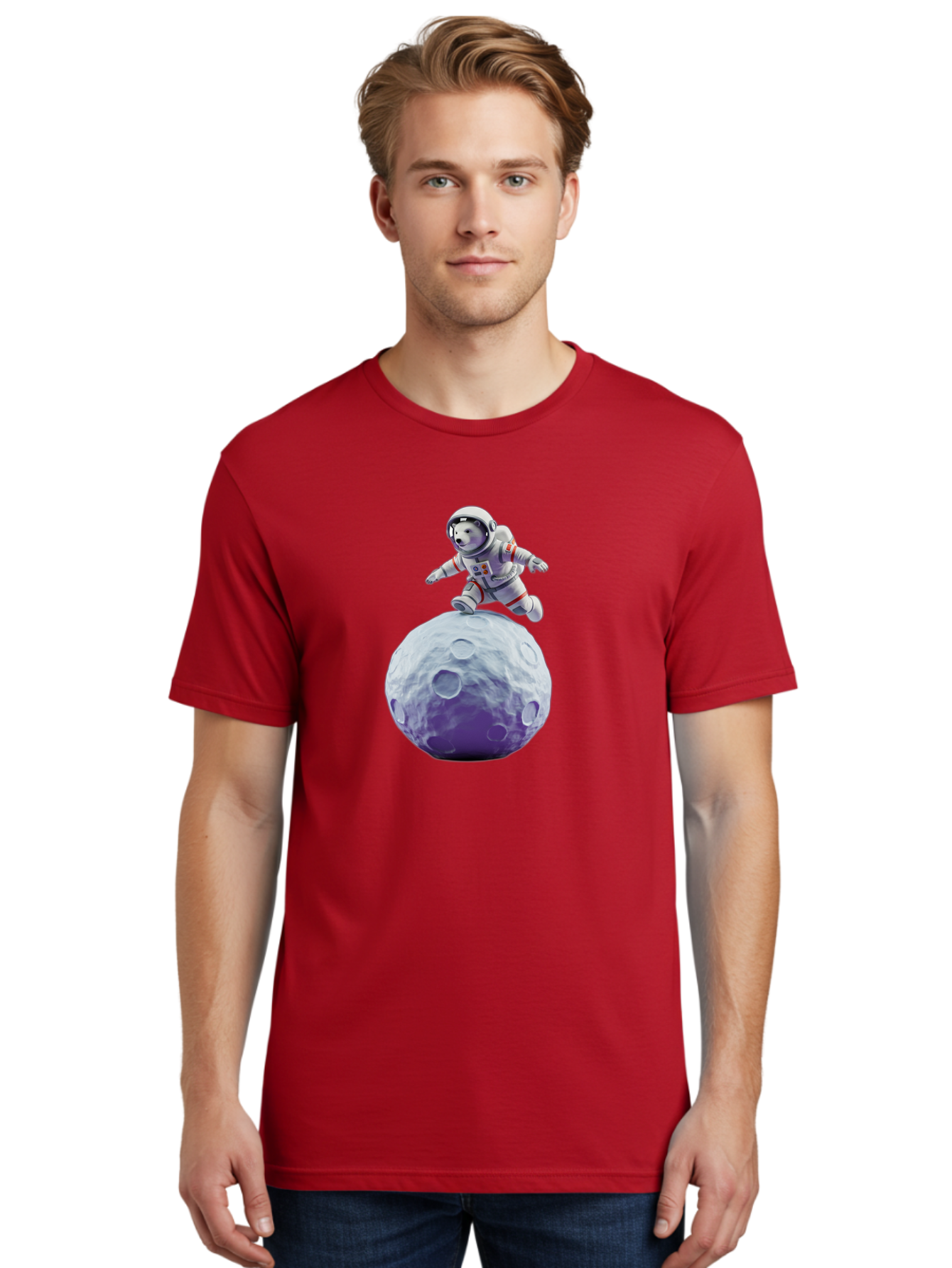 Teddy-Bear-Astronaut Men'S Graphic Tee, 100% Cotton, Comfortable Casual Summer Wear, Machine Washable, Bear Astronaut, Space Suit, Craters, Moon Surface, Lunar Exploration, Space Adventure, Cartoon Astronaut, Funny Space, Adventure Theme, Bae796 16