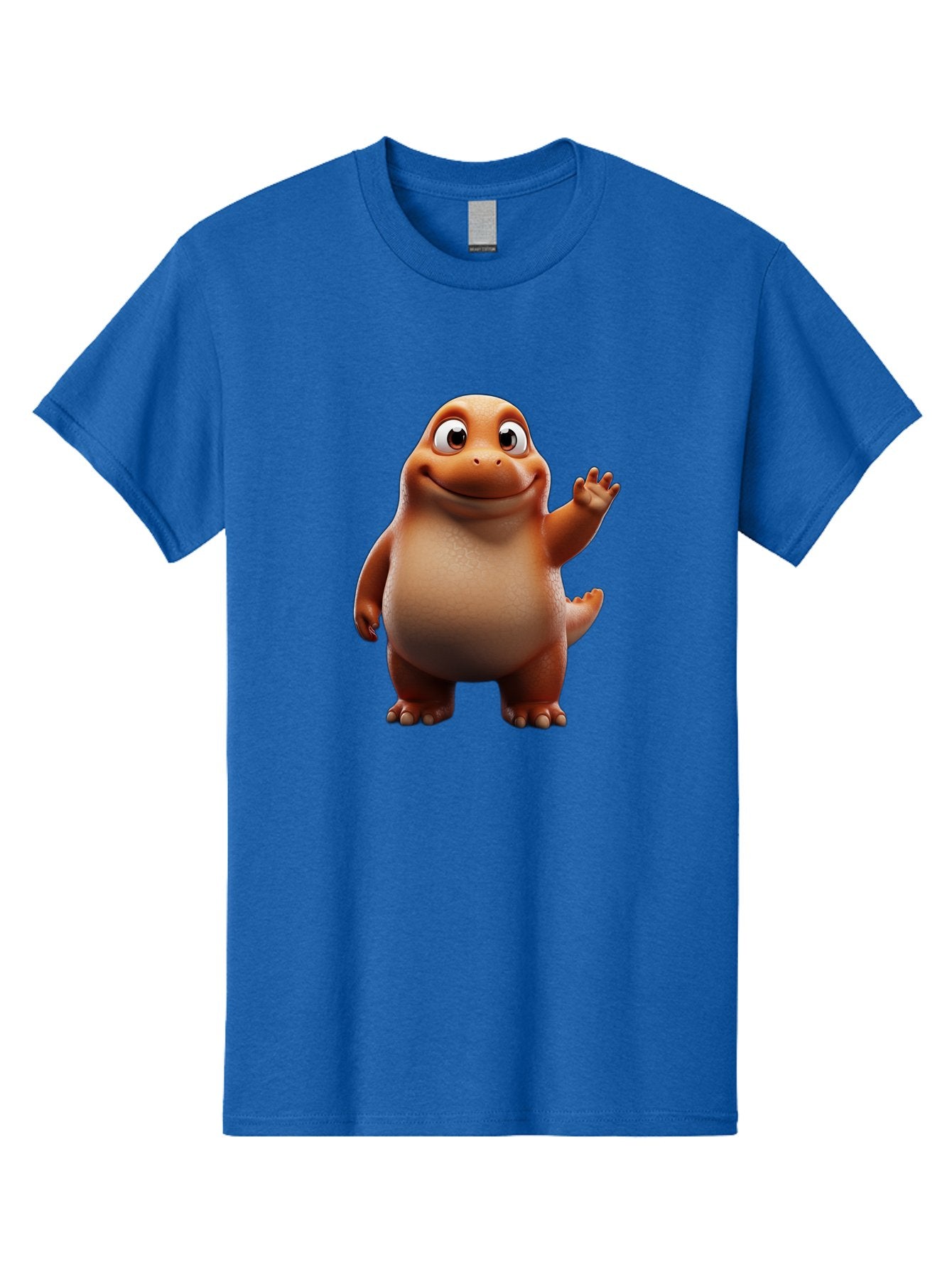 The-Good-Dinosaur Men'S Graphic Tee, 100% Cotton, Comfortable Casual Summer Wear, Machine Washable, Cartoon Dinosaur, Friendly Character, Smiling T-Rex, Animated Creature, Waving Hand, Children'S Entertainment, Prehistoric Animal, Bae797