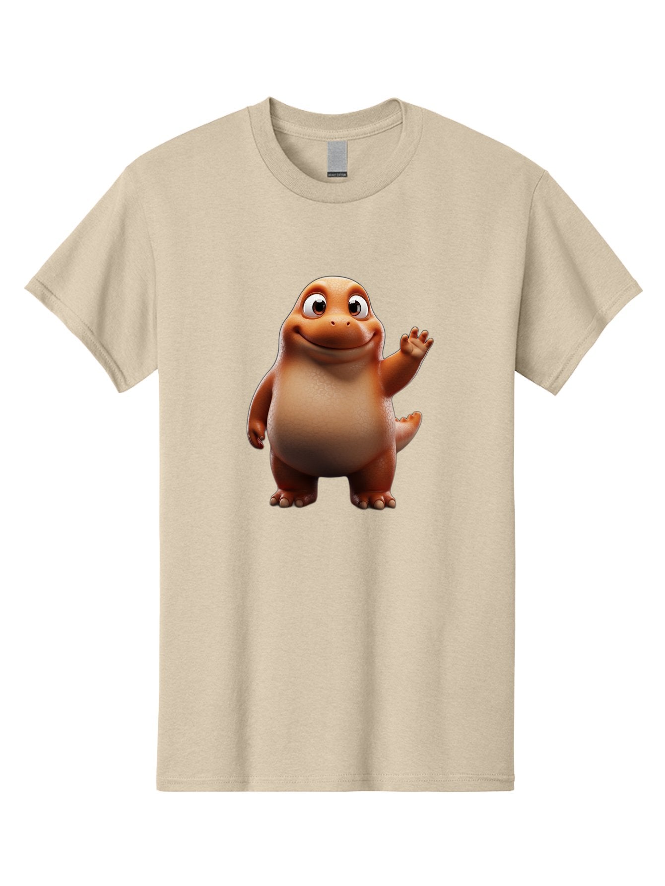 The-Good-Dinosaur Men'S Graphic Tee, 100% Cotton, Comfortable Casual Summer Wear, Machine Washable, Cartoon Dinosaur, Friendly Character, Smiling T-Rex, Animated Creature, Waving Hand, Children'S Entertainment, Prehistoric Animal, Bae797 11