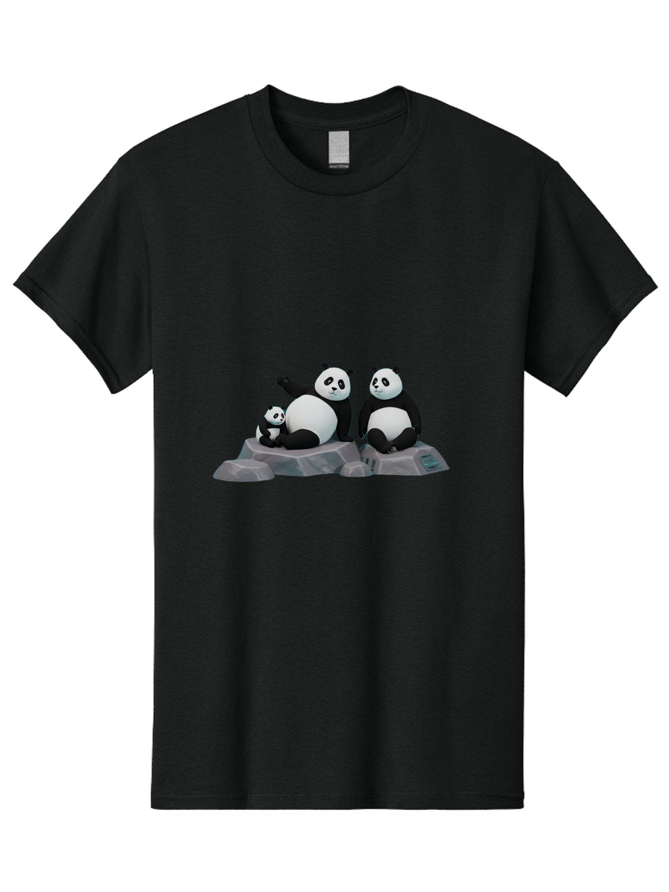 Three-Pandas-1 Men'S Graphic Tee, 100% Cotton, Comfortable Casual Summer Wear, Machine Washable, Kung Fu Panda, Po, Pandas On Rocks, Three Pandas, Black And White Pandas, Cartoon Characters, 3D Graphics, Animated Movie, Action Poses, Bae798 6