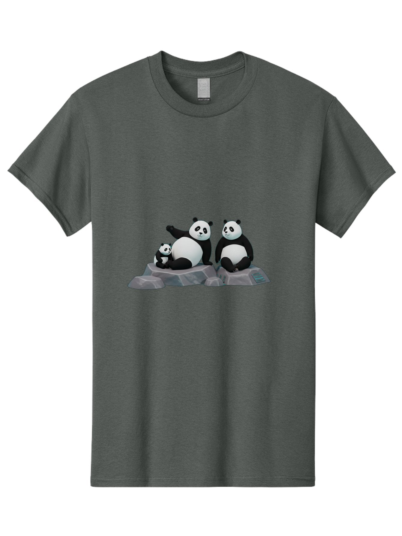Three-Pandas-1 Men'S Graphic Tee, 100% Cotton, Comfortable Casual Summer Wear, Machine Washable, Kung Fu Panda, Po, Pandas On Rocks, Three Pandas, Black And White Pandas, Cartoon Characters, 3D Graphics, Animated Movie, Action Poses, Bae798 15