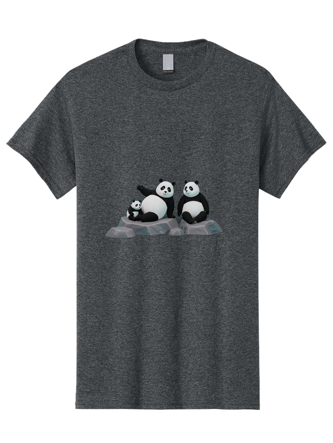 Three-Pandas-1 Men'S Graphic Tee, 100% Cotton, Comfortable Casual Summer Wear, Machine Washable, Kung Fu Panda, Po, Pandas On Rocks, Three Pandas, Black And White Pandas, Cartoon Characters, 3D Graphics, Animated Movie, Action Poses, Bae798