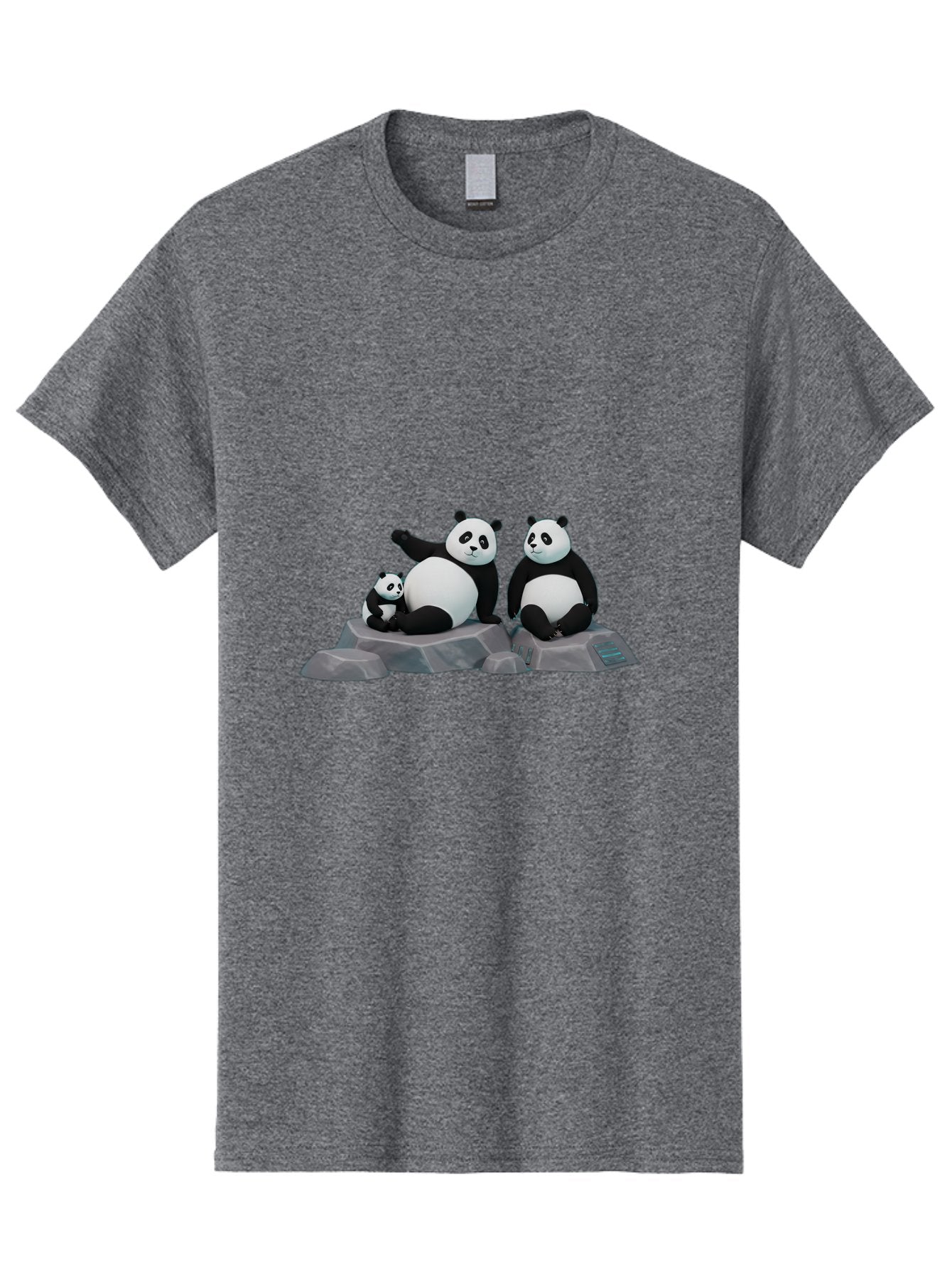 Three-Pandas-1 Men'S Graphic Tee, 100% Cotton, Comfortable Casual Summer Wear, Machine Washable, Kung Fu Panda, Po, Pandas On Rocks, Three Pandas, Black And White Pandas, Cartoon Characters, 3D Graphics, Animated Movie, Action Poses, Bae798 4