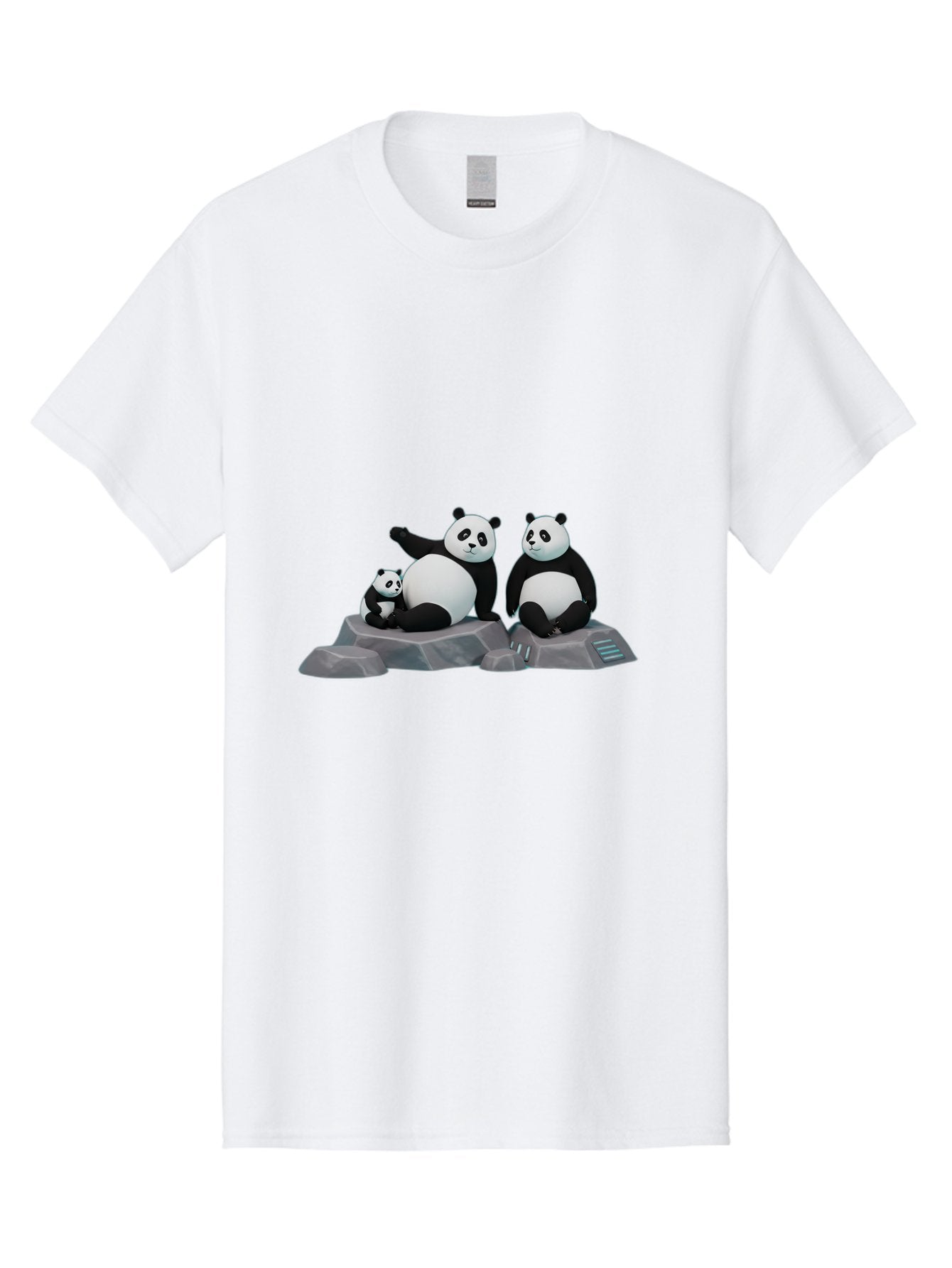 Three-Pandas-1 Men'S Graphic Tee, 100% Cotton, Comfortable Casual Summer Wear, Machine Washable, Kung Fu Panda, Po, Pandas On Rocks, Three Pandas, Black And White Pandas, Cartoon Characters, 3D Graphics, Animated Movie, Action Poses, Bae798 11