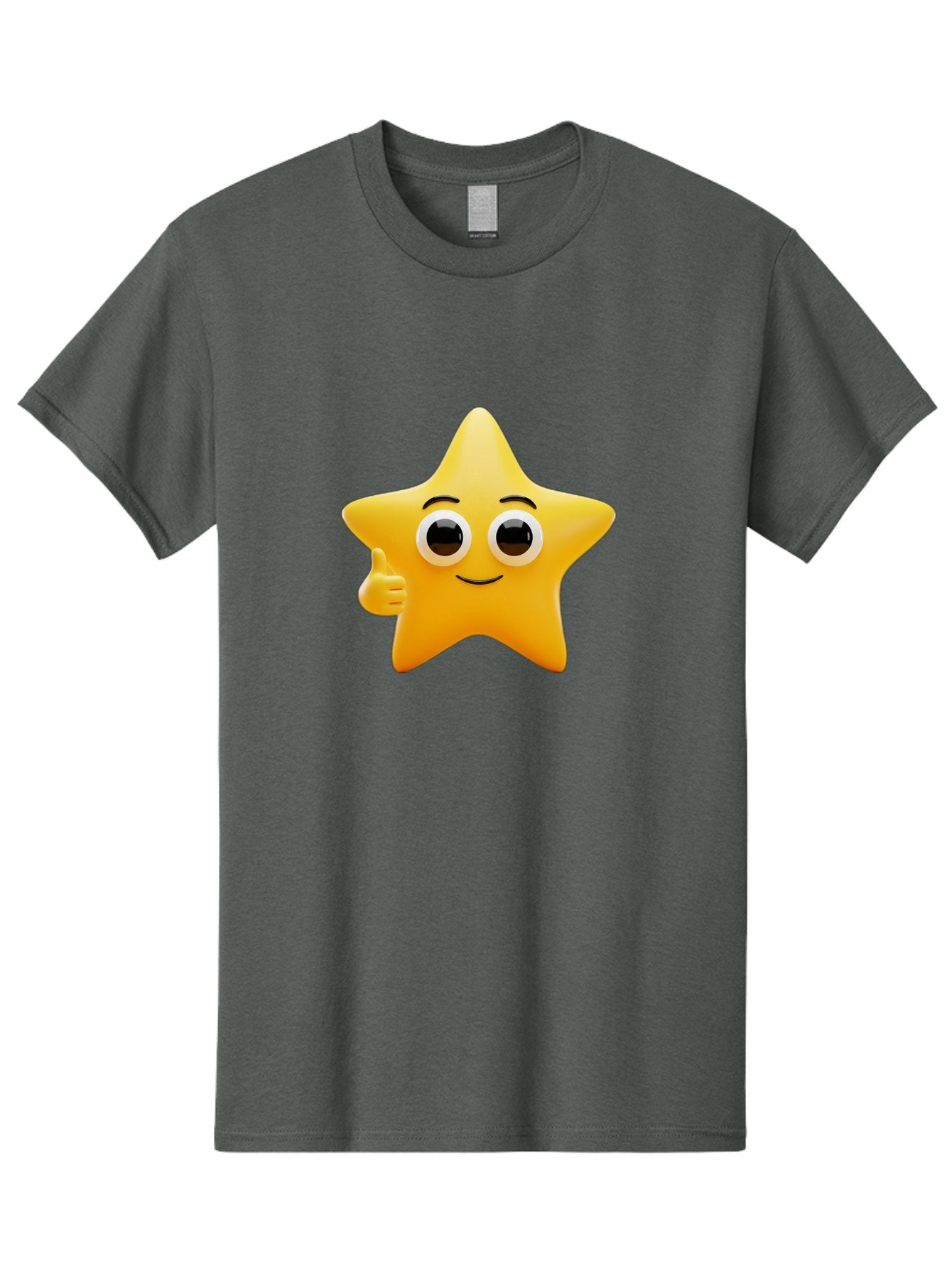 Thumbs-Up-Star Men'S Graphic Tee, 100% Cotton, Comfortable Casual Summer Wear, Machine Washable, Cartoon Star, Thumbs Up Gesture, Smiling Face, Yellow Star Character, Approval Symbol, Friendly Emoji, Cute Mascot, Positive Attitude Bae800 10